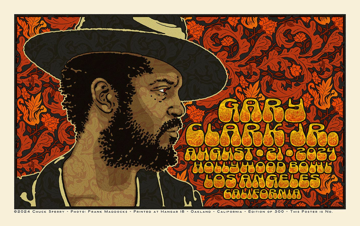 Serigraphie figuratif moyen format GARY CLARK Jr. HOLLYWOOD BOWL regular AP – CHUCK SPERRY – 89 × 55 cm