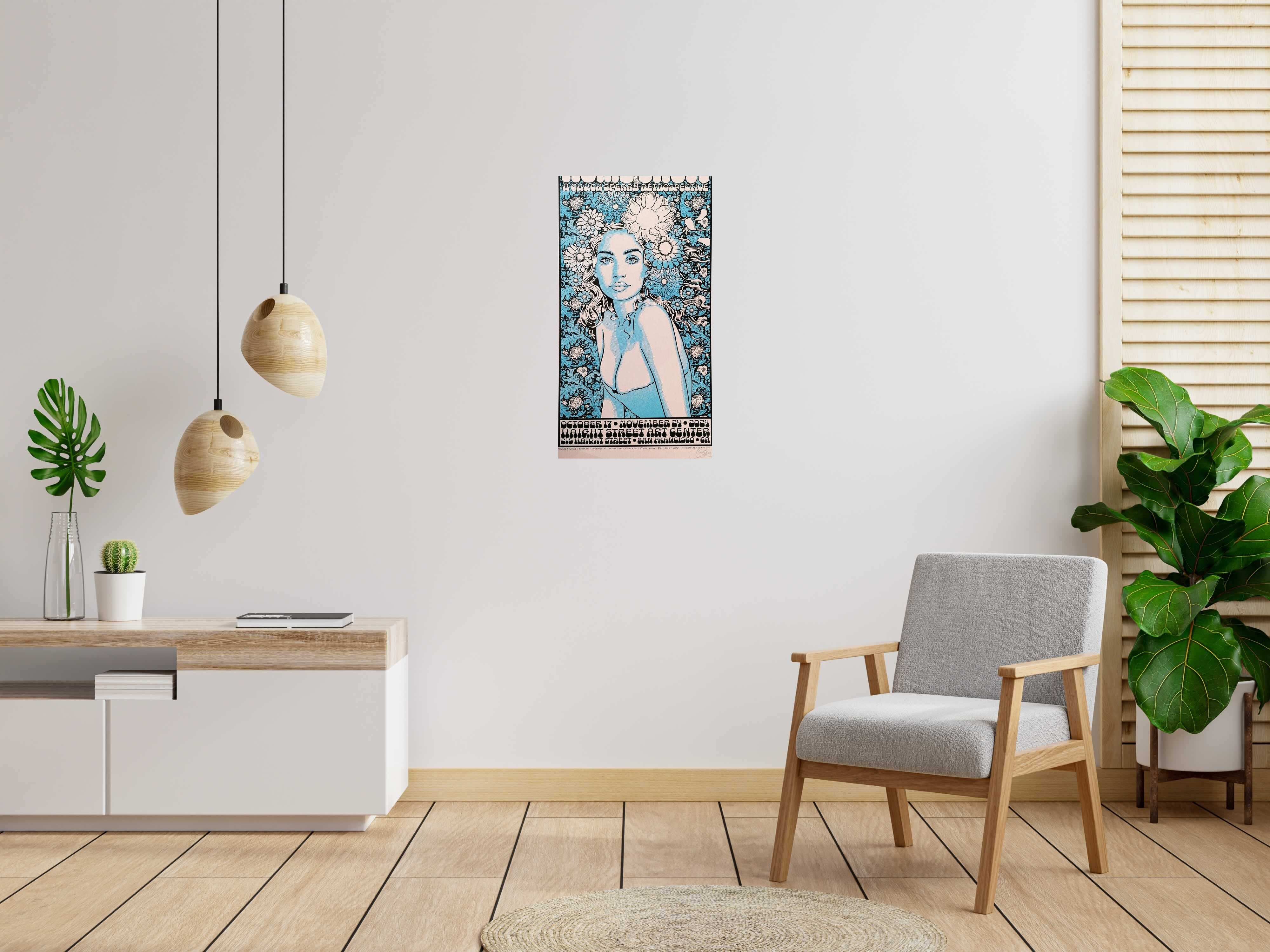 Serigraphie HOME SHOW test bleu de CHUCK SPERRY dans un intérieur – 48 × 89 cm