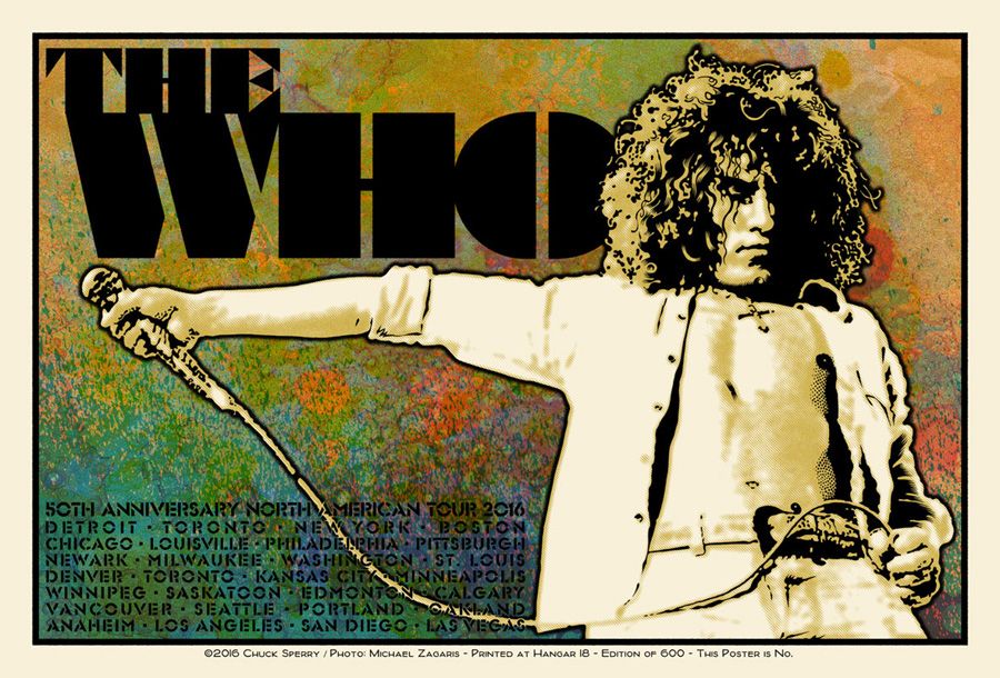Serigraphie figuratif moyen format THE WHO NORTH AMERICA TOUR – CHUCK SPERRY – 53 × 79 cm