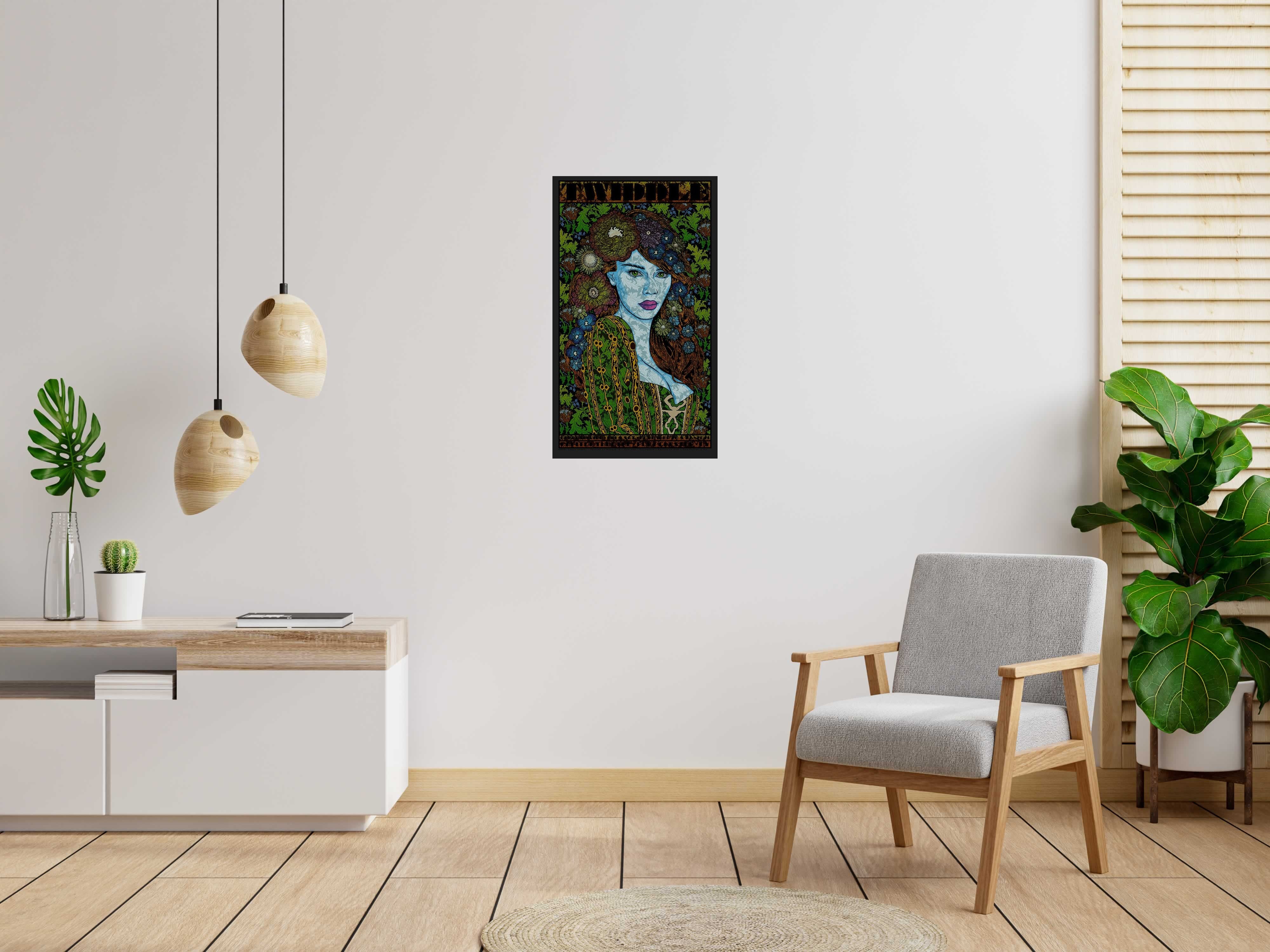 Serigraphie TWIDDLE 2021 black de CHUCK SPERRY dans un intérieur – 50 × 89 cm