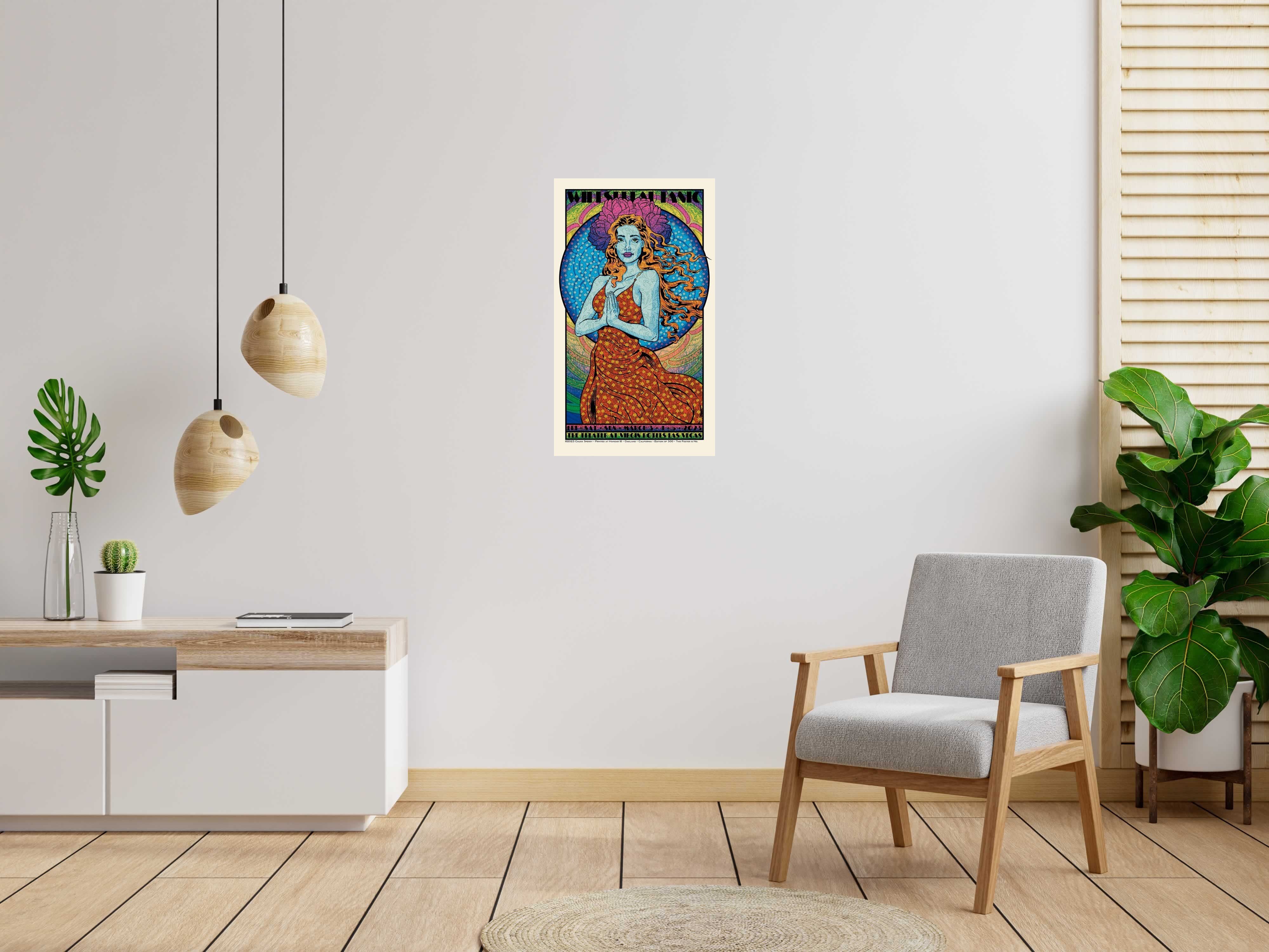 Serigraphie WIDESPREAD PANIC VENUS regular AE de CHUCK SPERRY dans un intérieur – 50 × 87 cm