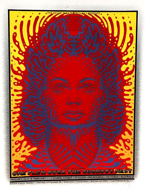 Serigraphie figuratif moyen format orange ONE FLEW OVER THE CUKOO'S NEST – CHUCK SPERRY – 50 × 71 cm