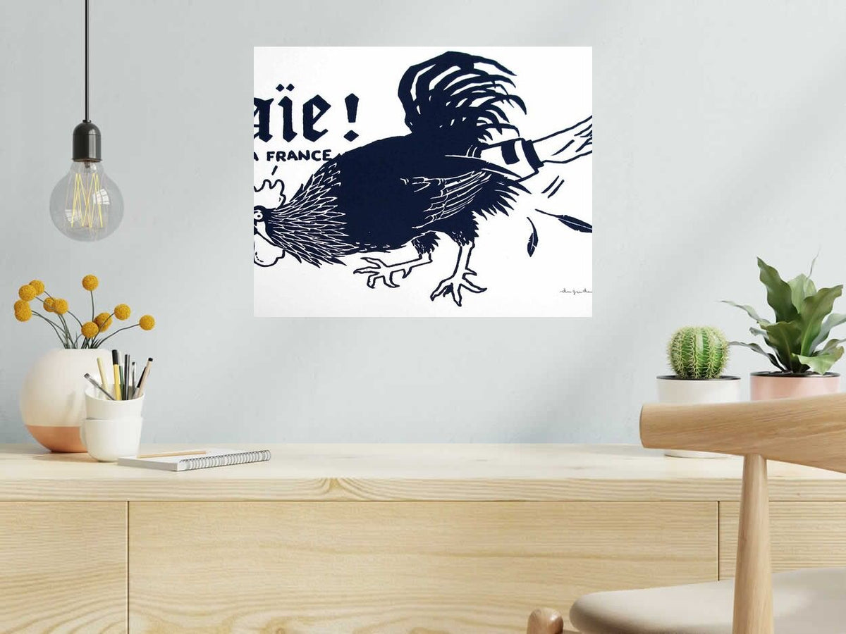 Serigraphie AIE MA FRANCE (numéroté) de DUGUDUS dans un intérieur – 50 × 40 cm