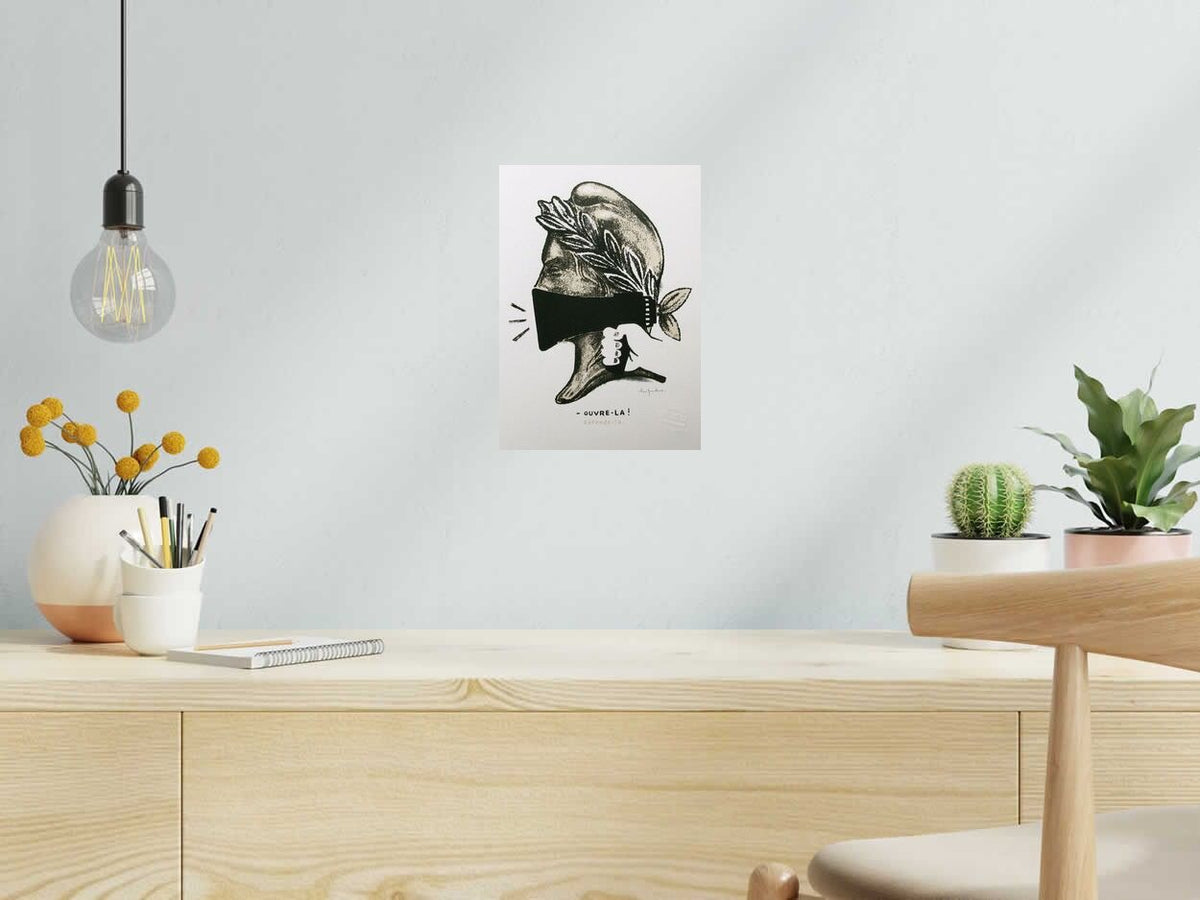 Serigraphie Ouvre là de DUGUDUS dans un intérieur – 21 × 29 cm