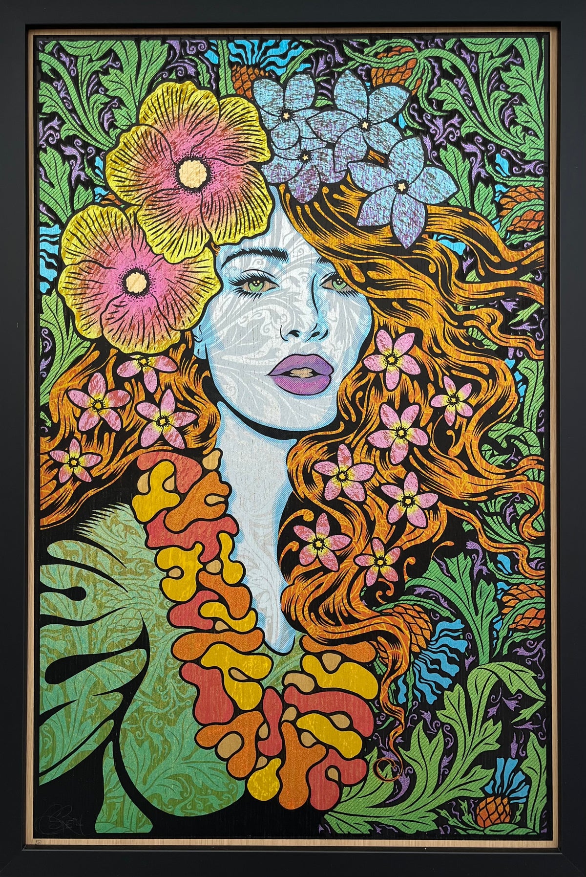 Serigraphie moyen format HELENA wood panel AP – CHUCK SPERRY – 50 × 77 cm