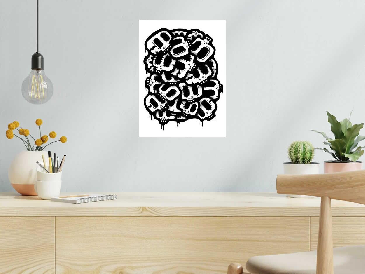 Serigraphie DIA DE MUERTOS de NININ dans un intérieur – 30 × 40 cm