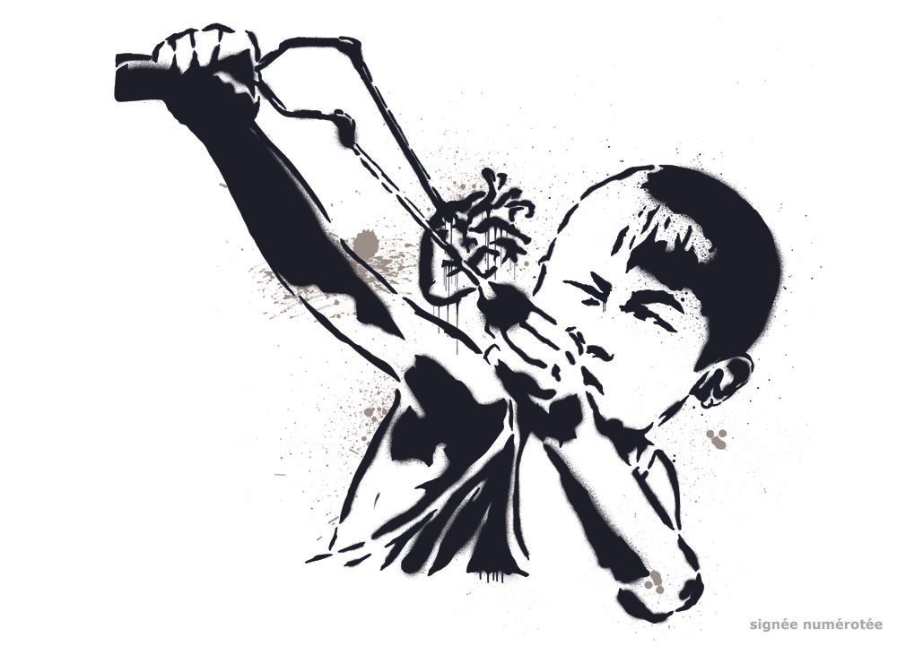 Serigraphie street art moyen format noir FOROVER – FALCO – 70 × 50 cm