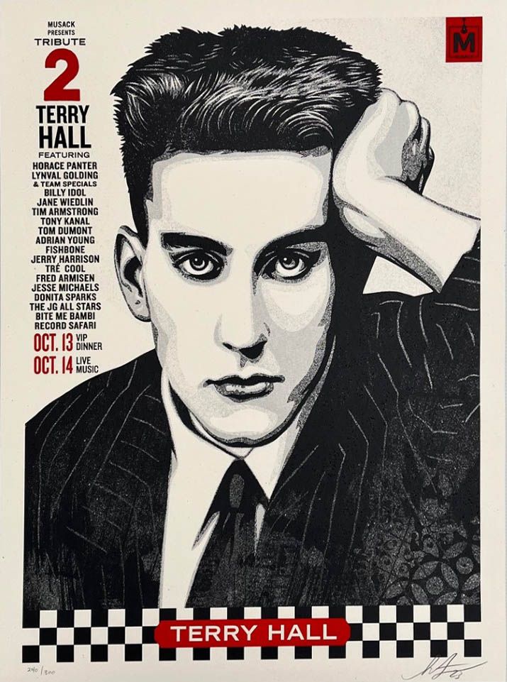 Serigraphie street art moyen format MUSACK Terry Hall Tribute – OBEY : SHEPARD FAIREY – 46 × 61 cm