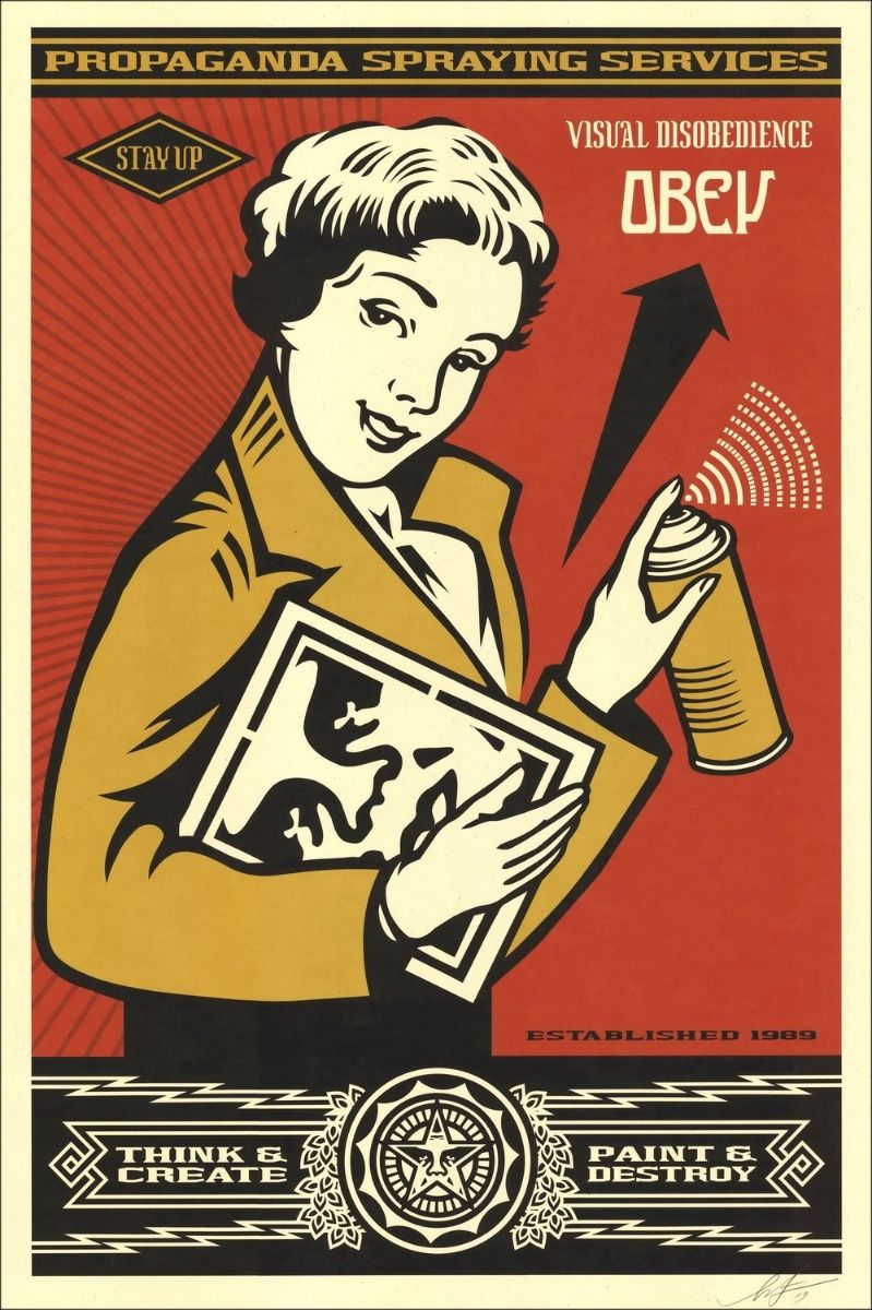 Editions d'art de OBEY : SHEPARD FAIREY  a pour titre  Stay up girl style street pop art dim : OBEY : SHEPARD FAIREY prix:295