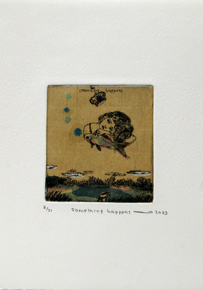 Editions d'art de ATSUKO ISHII a pour titre  something happens style figuratif dim : ATSUKO ISHIIprix:40