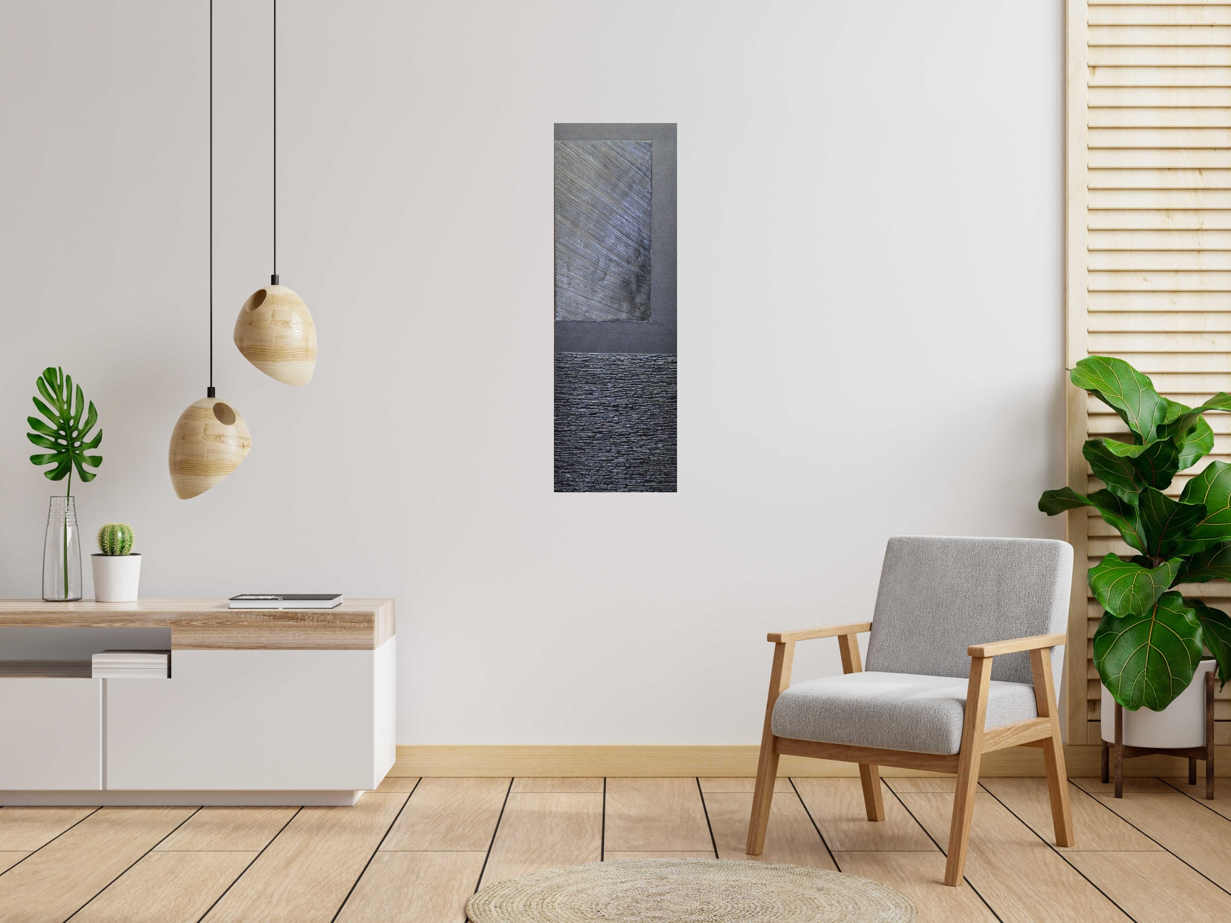 Tableau Peinture 12-2025-55 de ALAIN BECANNE dans un intérieur – 40 × 120 cm