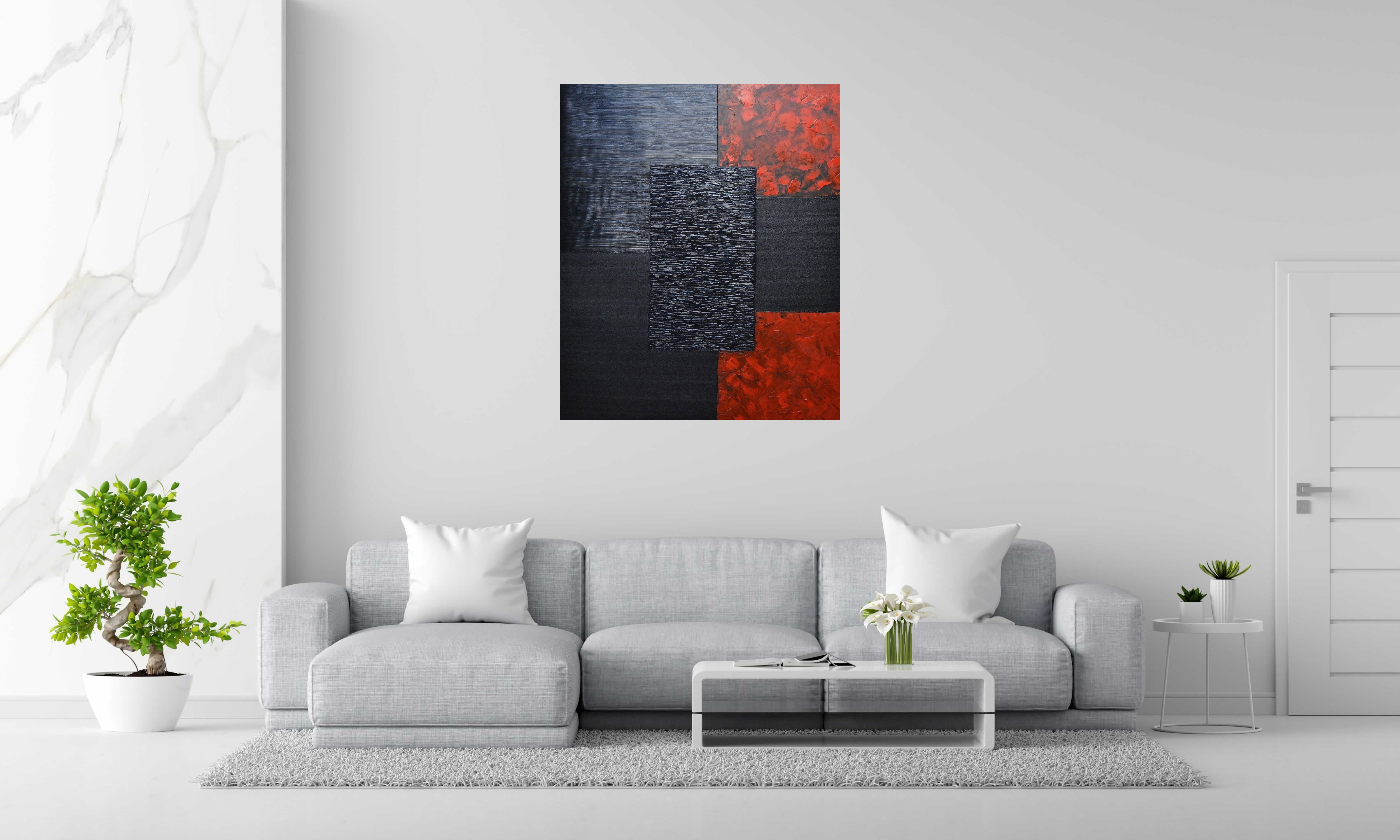Tableau Peinture 12-2025-57 de ALAIN BECANNE dans un intérieur – 100 × 120 cm