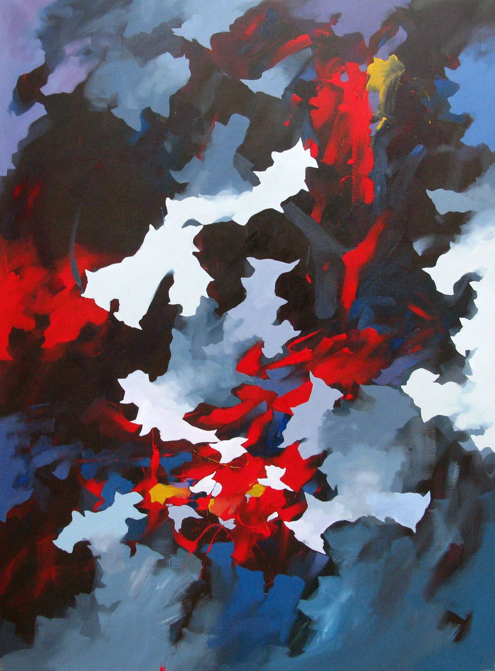 Tableau abstrait format xxl DANS LES ABYSSES DU LAC BAIKAL – BRUNEAU – 130 × 89 cm