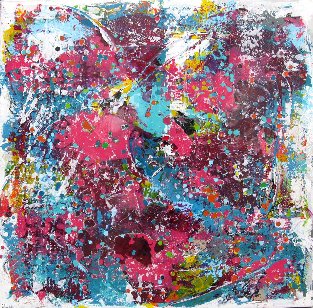 Tableau abstrait format xxl Stone Lumière et vertige – CELINE WEBER – 80 × 80 cm