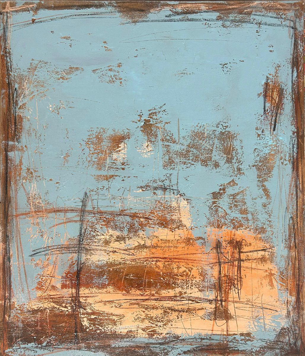 Tableau abstrait format xxl gris et jaune Nuances d'aube – TANIA CARRARA – 81 × 100 cm