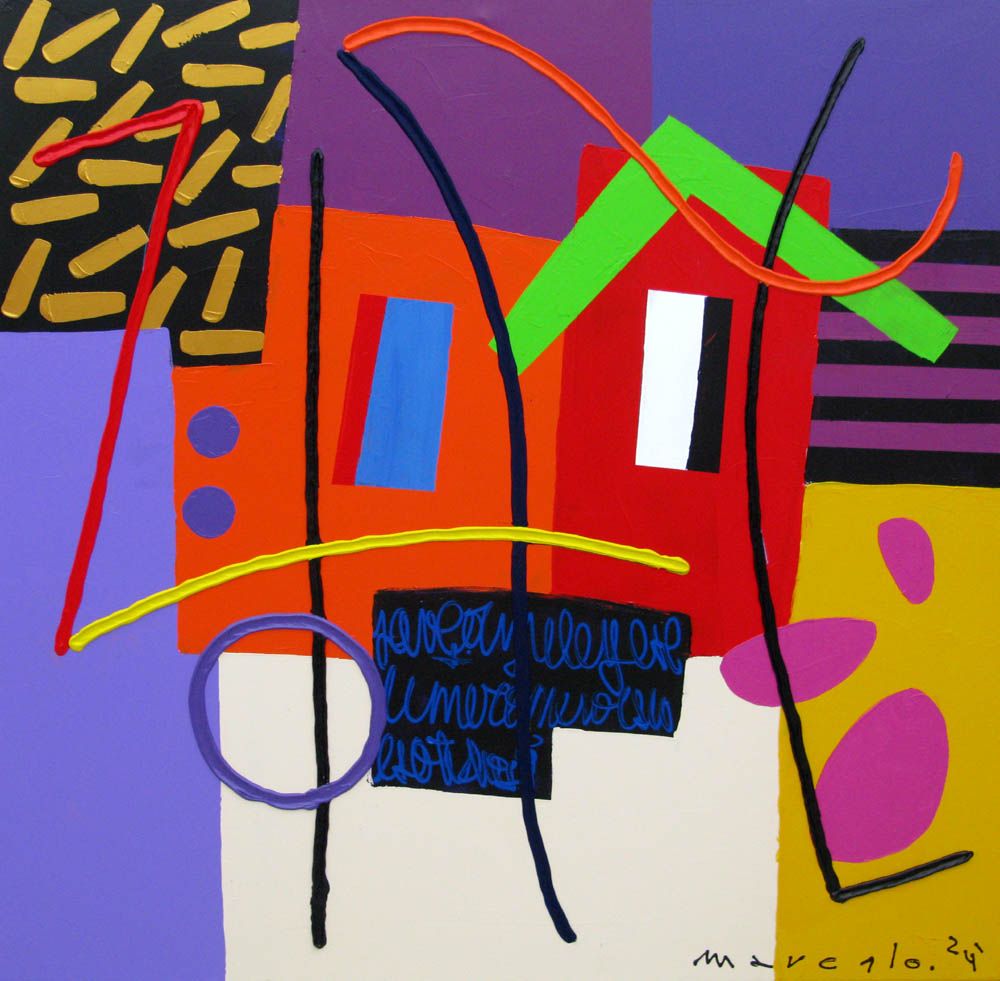 Tableau abstrait format xxl Peinture abstraite : Variacion 10 – MARCELLO CID SAINT JEAN – 100 × 100 cm
