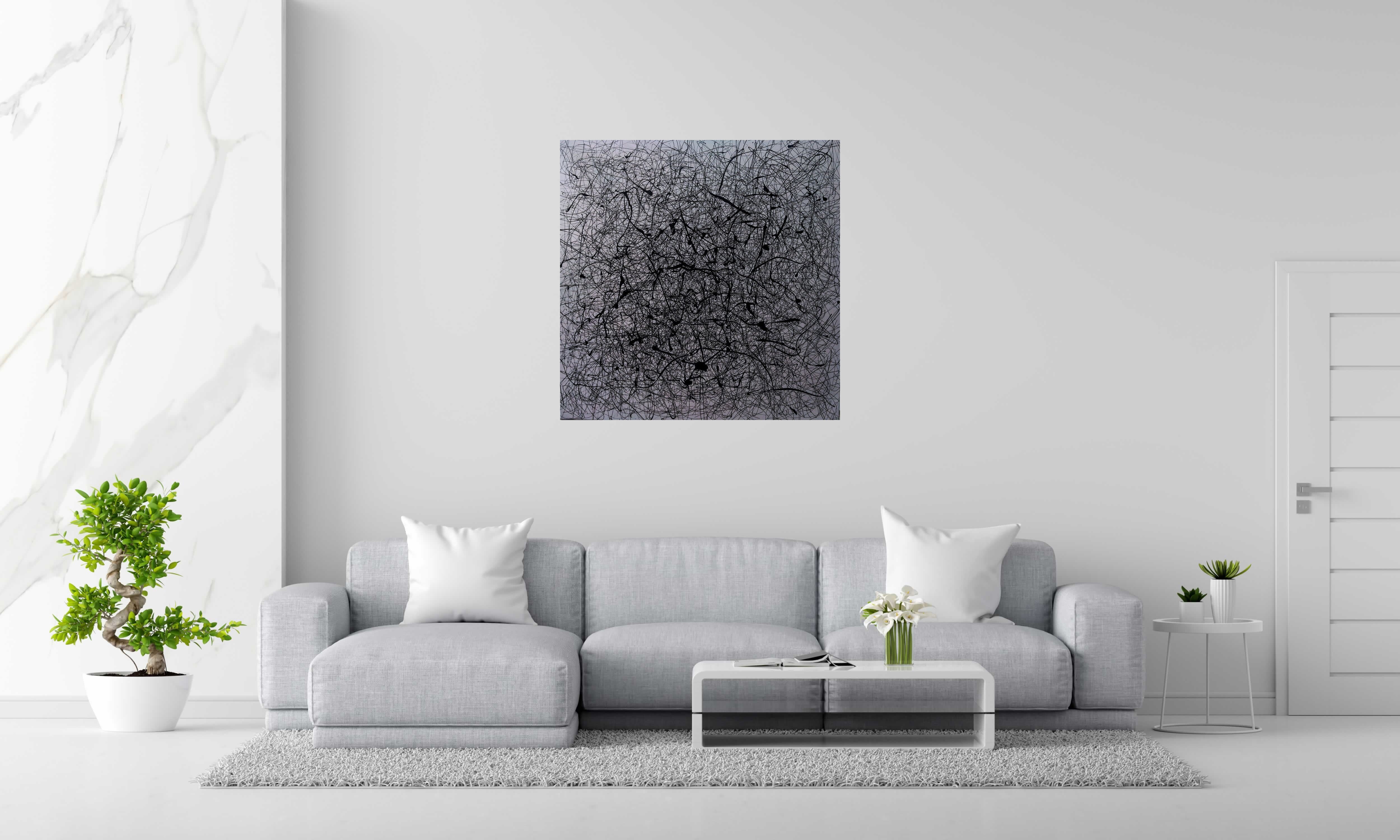 Tableau Blue Print de NASH dans un intérieur – 100 × 100 cm