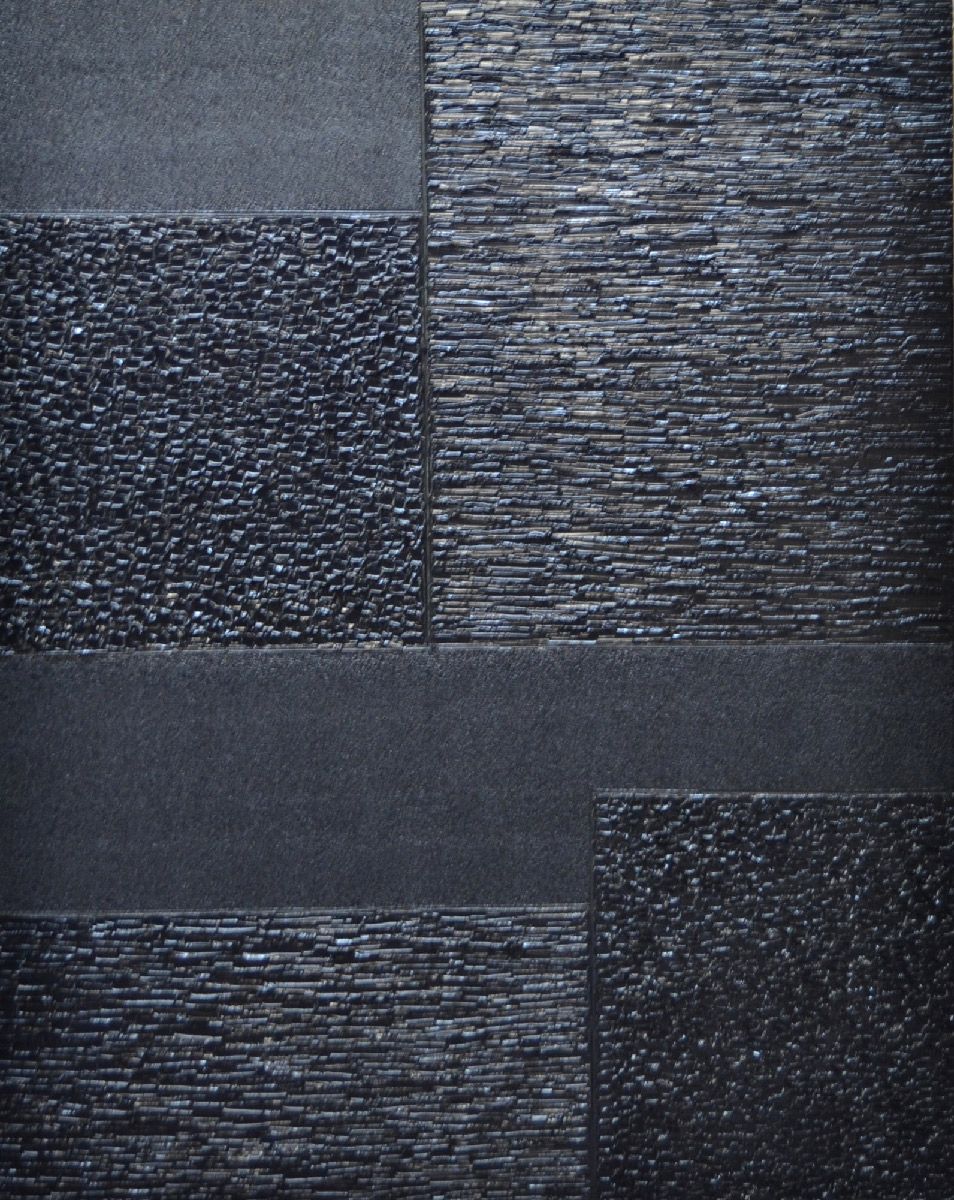 Tableau abstrait format xxl noir Peinture 10-2025-50 – ALAIN BECANNE – 81 × 100 cm