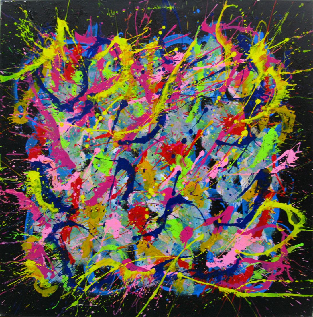 Tableau abstrait format xxl noir NONAME N2 de 2020 – STEPHANE RIME – 100 × 100 cm