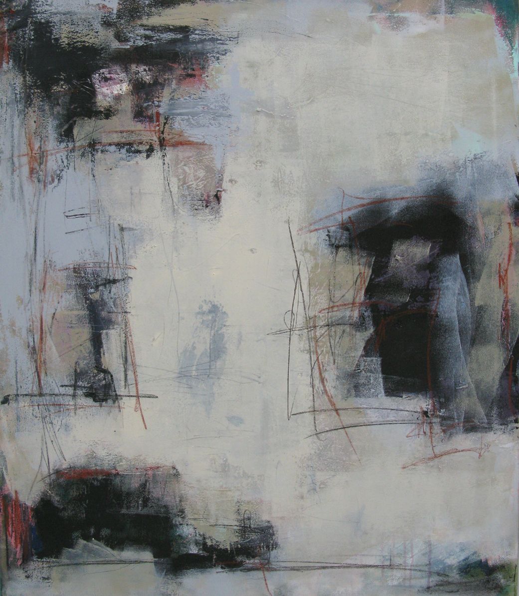 Tableau abstrait format xxl Nuances Crème et noir – TANIA CARRARA – 81 × 100 cm