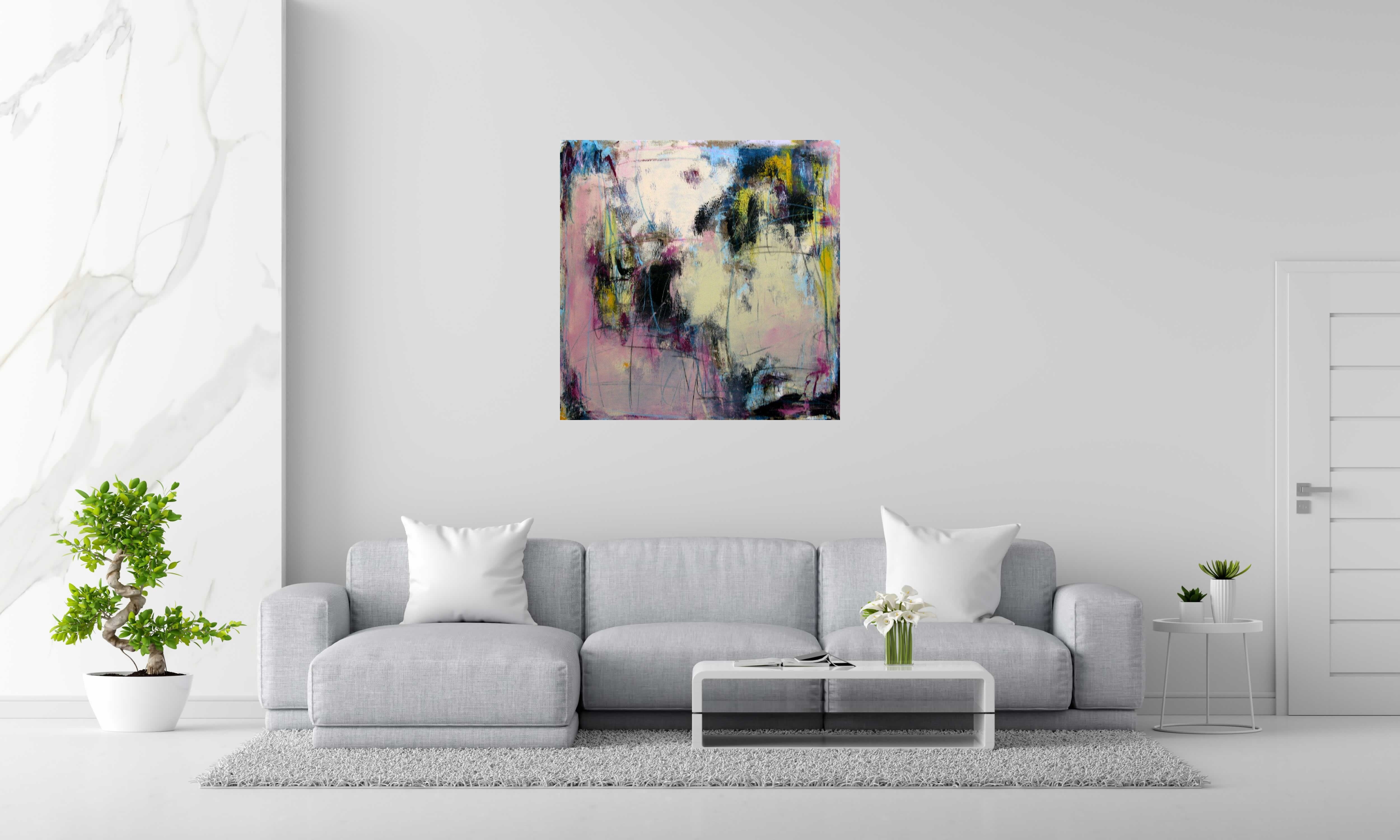 Tableau Nuances de Printemps de TANIA CARRARA dans un intérieur – 100 × 100 cm