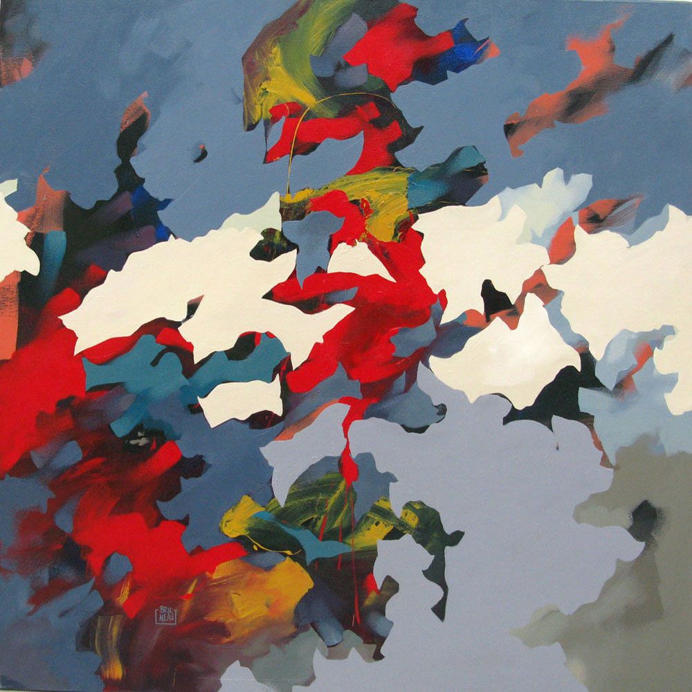 Tableau abstrait grand format MUSEAU – BRUNEAU – 80 × 80 cm