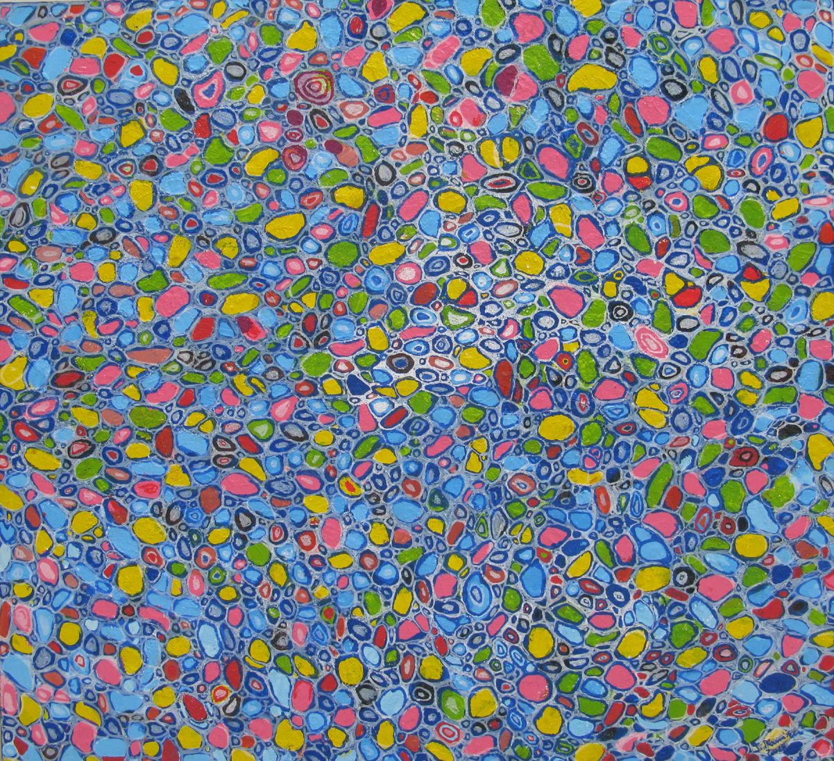 Tableau abstrait grand format MICROCOLOUR 1 – JAVIER RAMIREZ – 100 × 100 cm