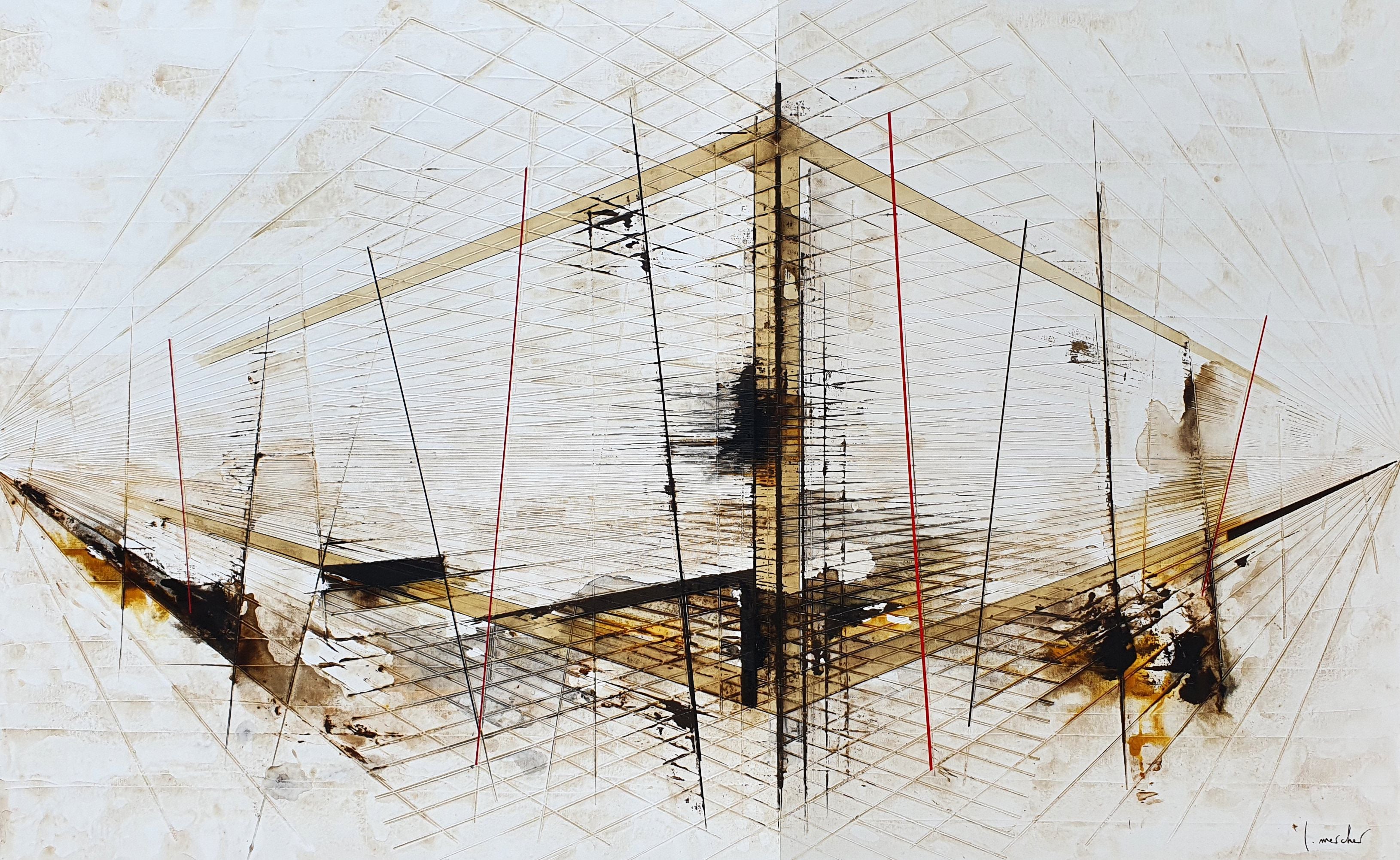 Tableau abstrait grand format OUTLINES – LUDOVIC MERCHER – 130 × 81 cm