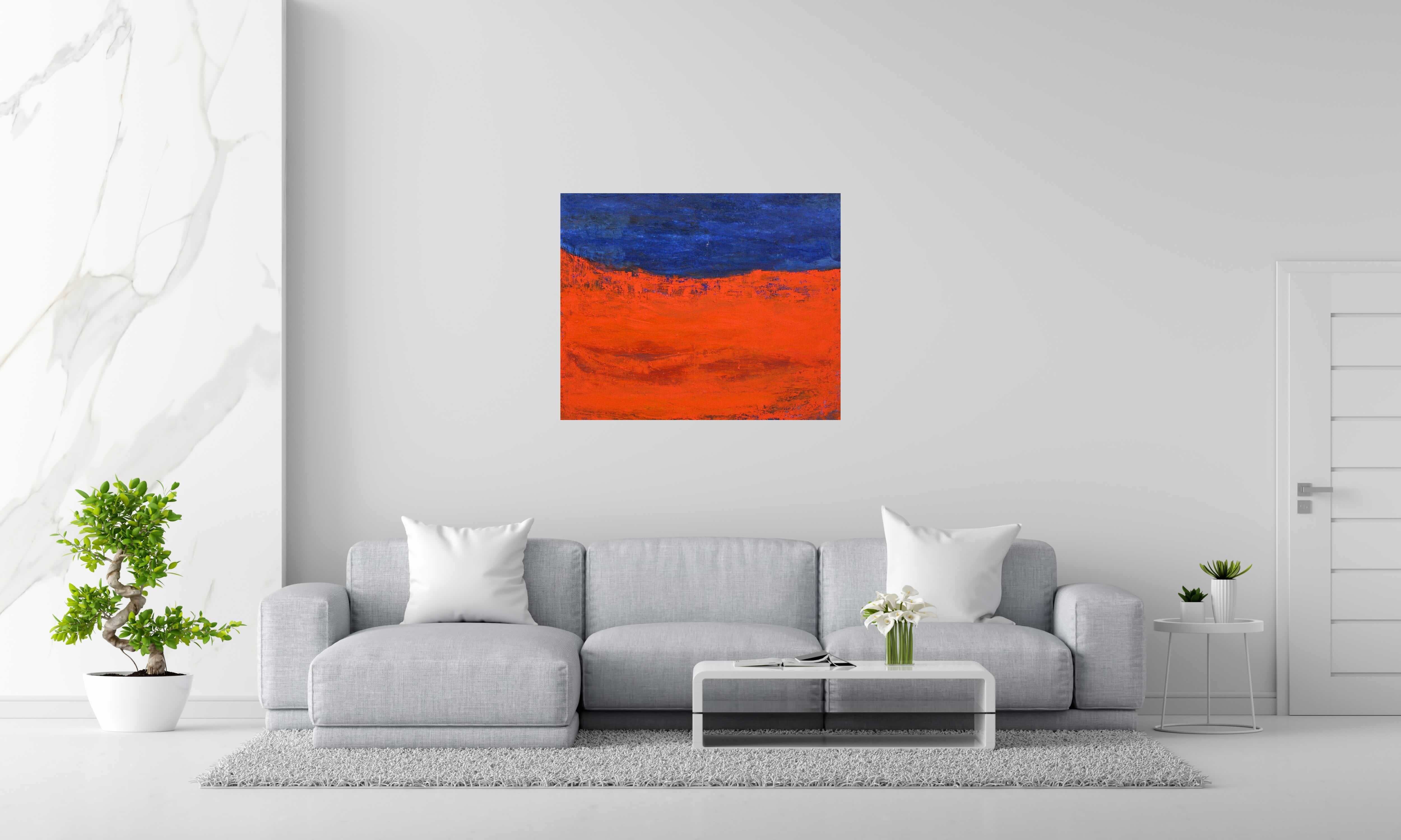 Tableau Nuit rouge de PASCALE JACQUEMOND dans un intérieur – 100 × 81 cm