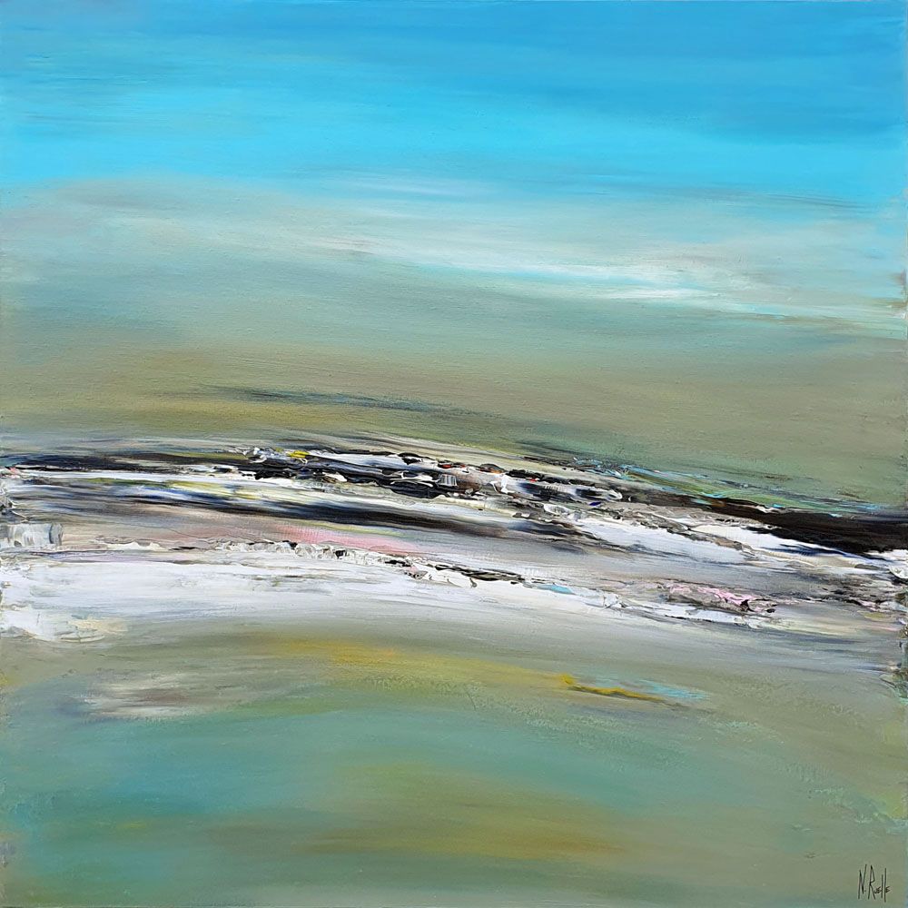 Tableau abstrait grand format HIDDEN PLACE – RUELLE NICOLAS – 100 × 100 cm