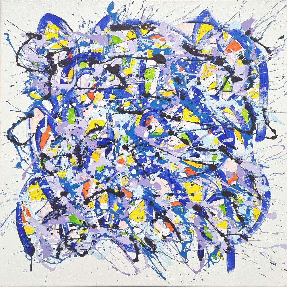 Tableau abstrait grand format NONAME D43 – STEPHANE RIME – 80 × 80 cm