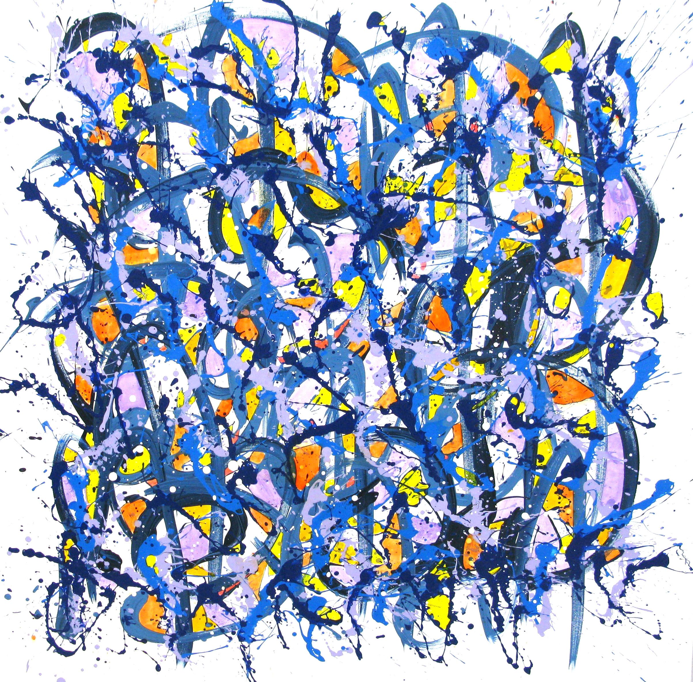 Tableau abstrait grand format noname E5 – STEPHANE RIME – 100 × 100 cm
