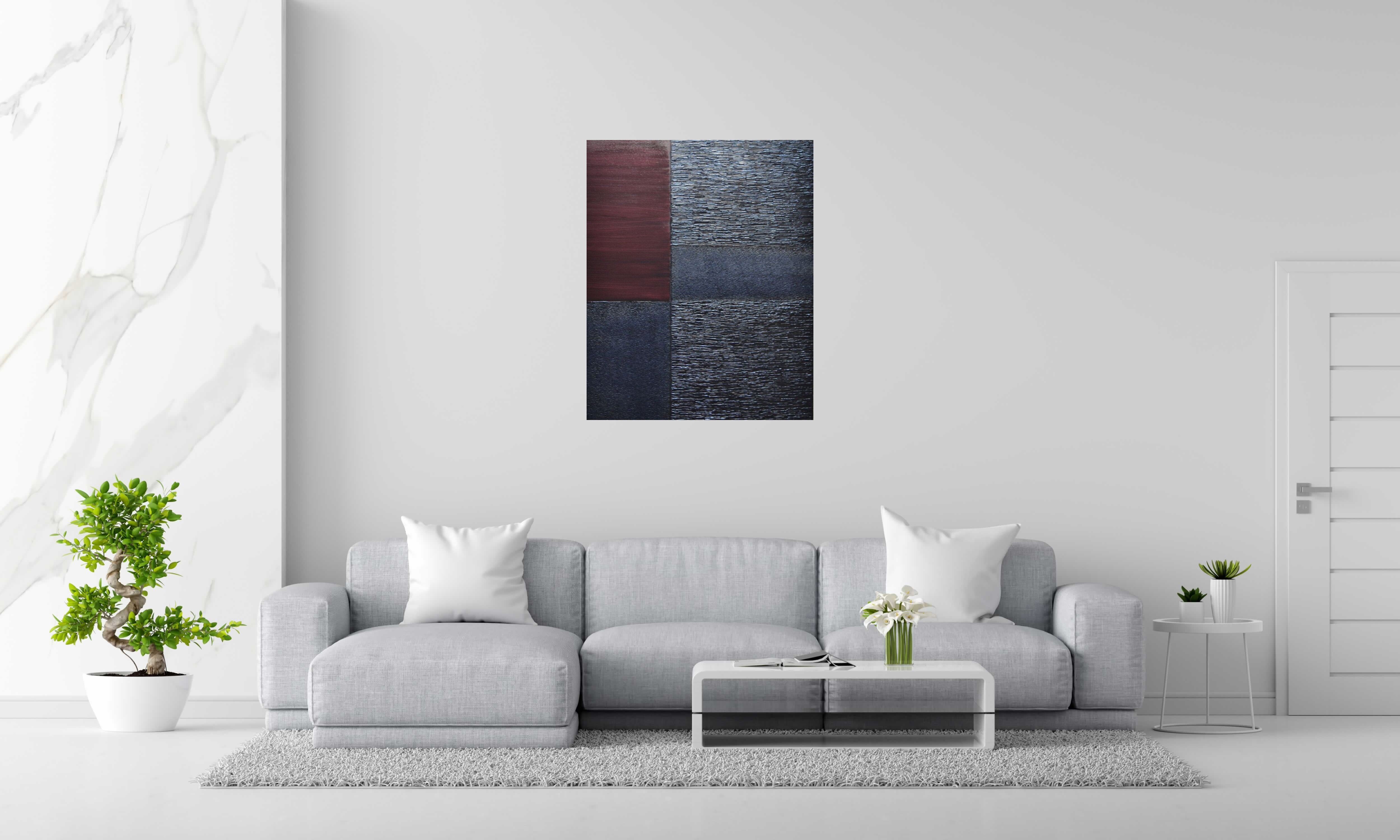 Tableau Peinture 09-2025-49 de ALAIN BECANNE dans un intérieur – 81 × 100 cm