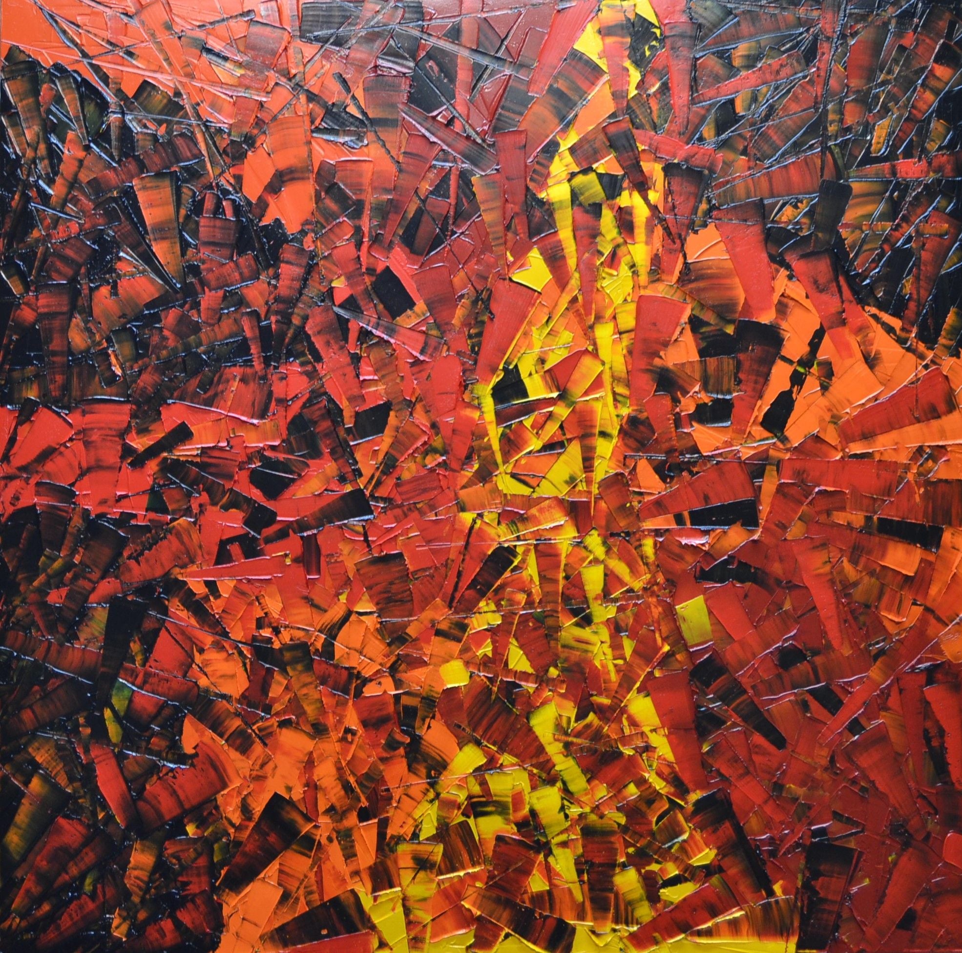 Tableau abstrait grande taille Peinture abstraite 01-2025-5 – ALAIN BECANNE – 80 × 80 cm
