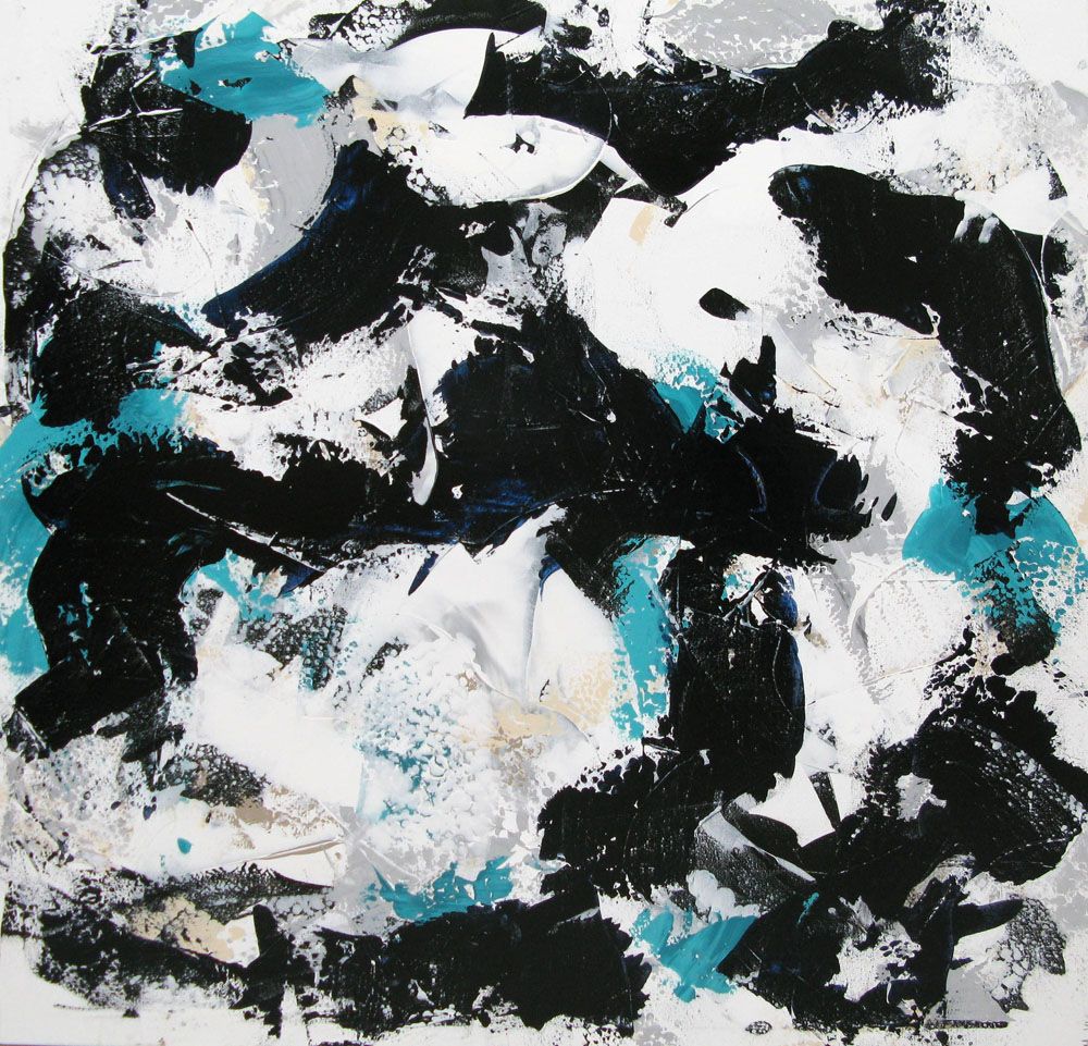 Tableau abstrait grande taille ECUME – CELINE WEBER – 130 × 130 cm