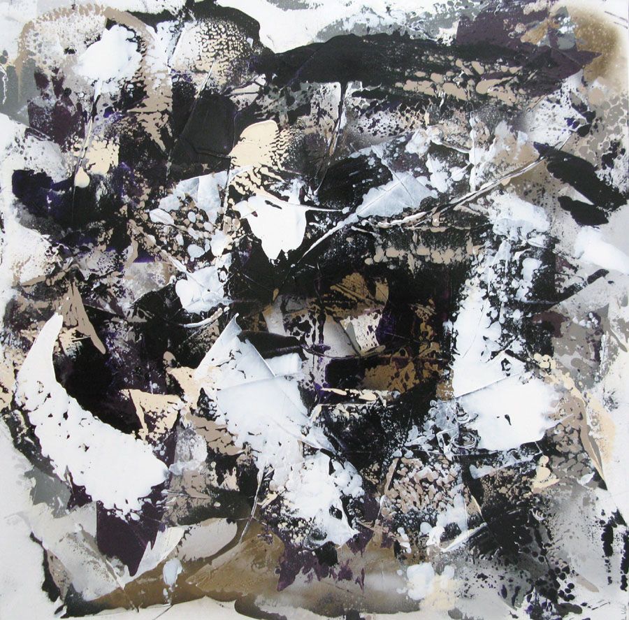 Tableau abstrait grande taille SHADOW – CELINE WEBER – 120 × 120 cm