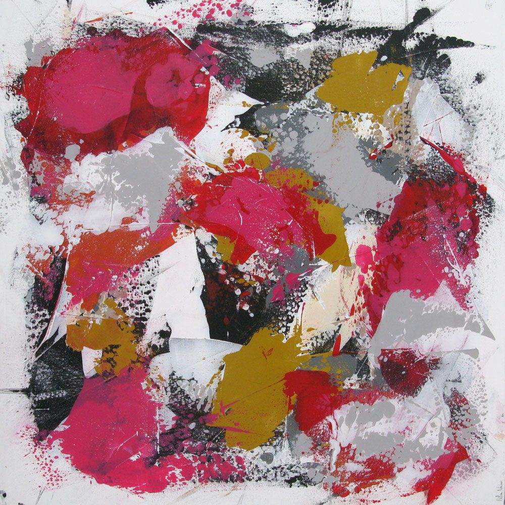 Tableau abstrait grande taille VOLUPTE – CELINE WEBER – 100 × 100 cm