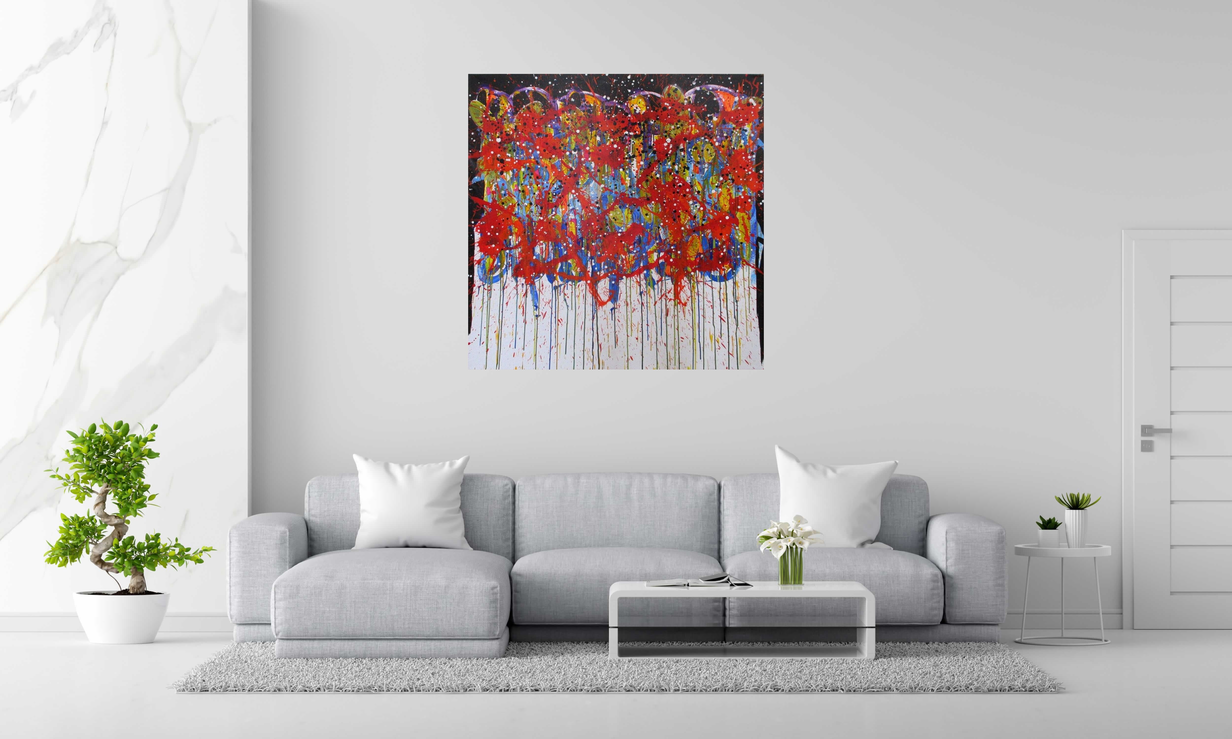 Tableau NONAME 28 de STEPHANE RIME dans un intérieur – 120 × 120 cm