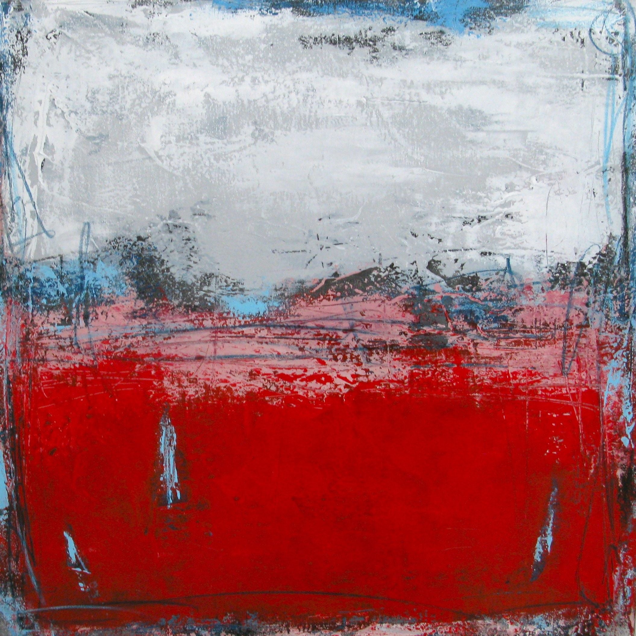 Tableau abstrait grande taille NUANCES LAC SALÉ – TANIA CARRARA – 80 × 80 cm