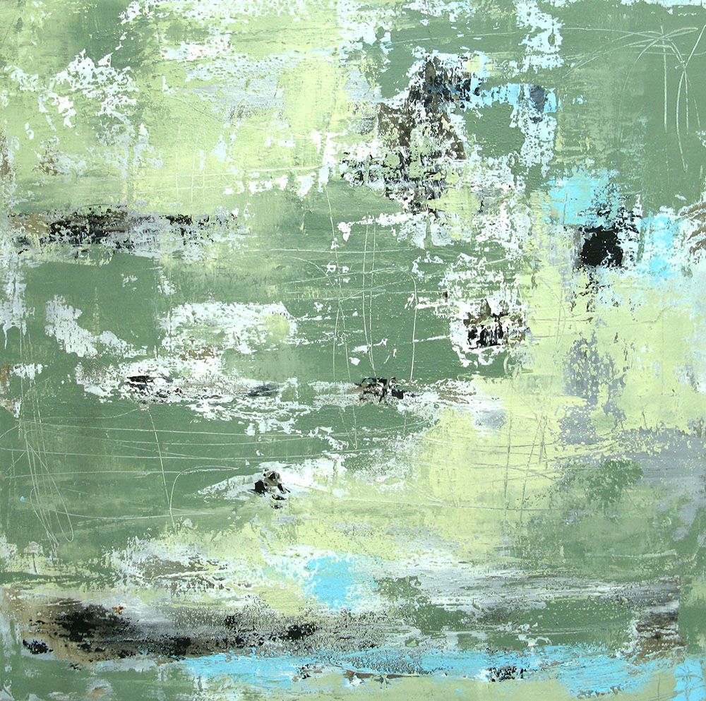 Tableau abstrait grande taille NUANCES TURQUOISE – TANIA CARRARA – 80 × 80 cm