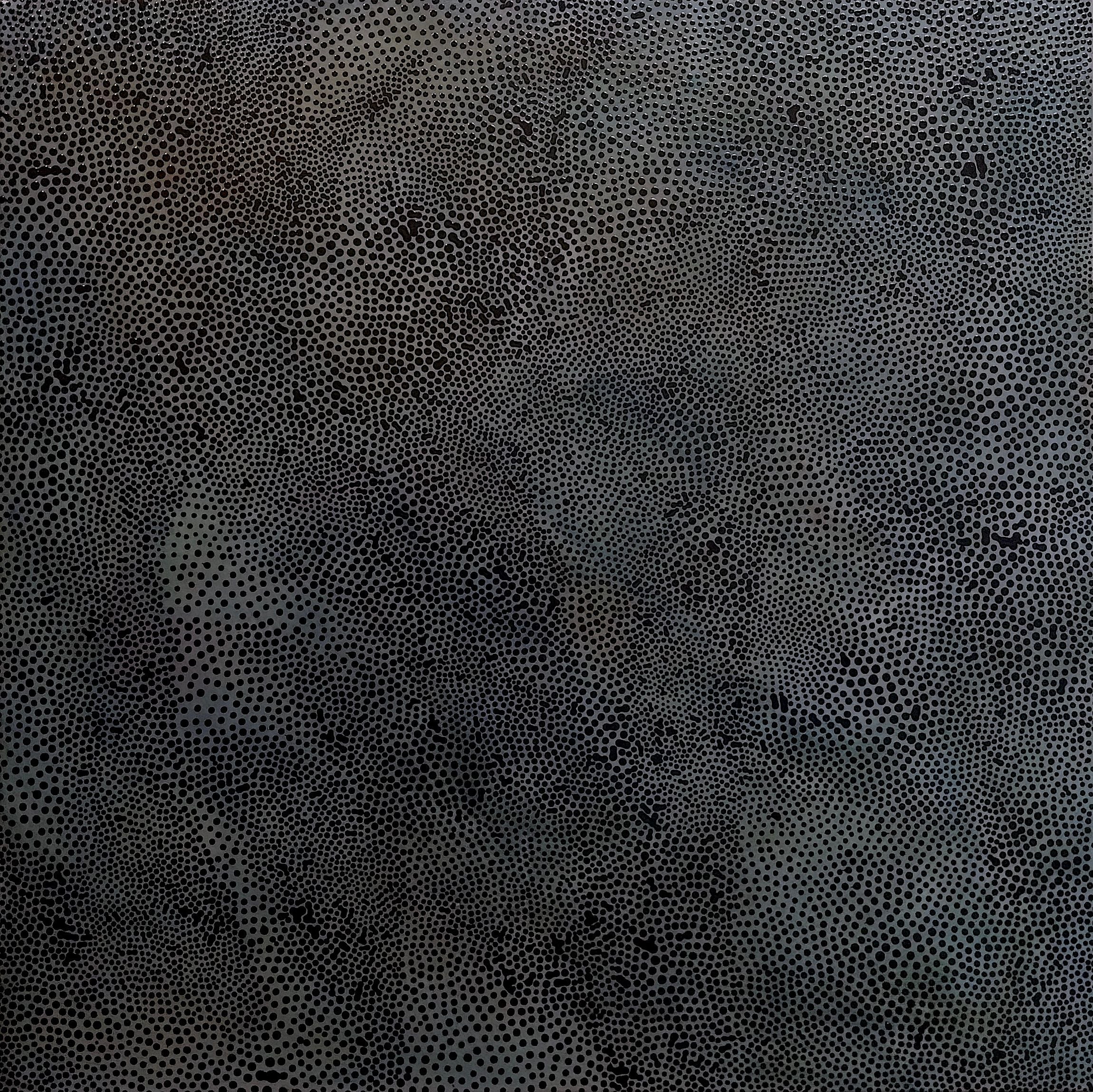 Tableau abstrait moyen format bleu Hypnose 2 – NASH – 70 × 70 cm