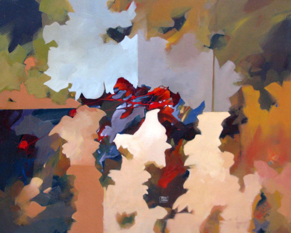 Tableau abstrait moyen format PEINTURE ABSTRAITE 24 – BRUNEAU – 50 × 60 cm