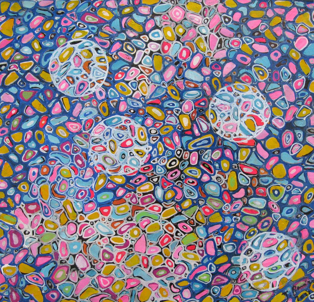 Tableau abstrait moyen format MICROCOSME 11 – JAVIER RAMIREZ – 50 × 50 cm