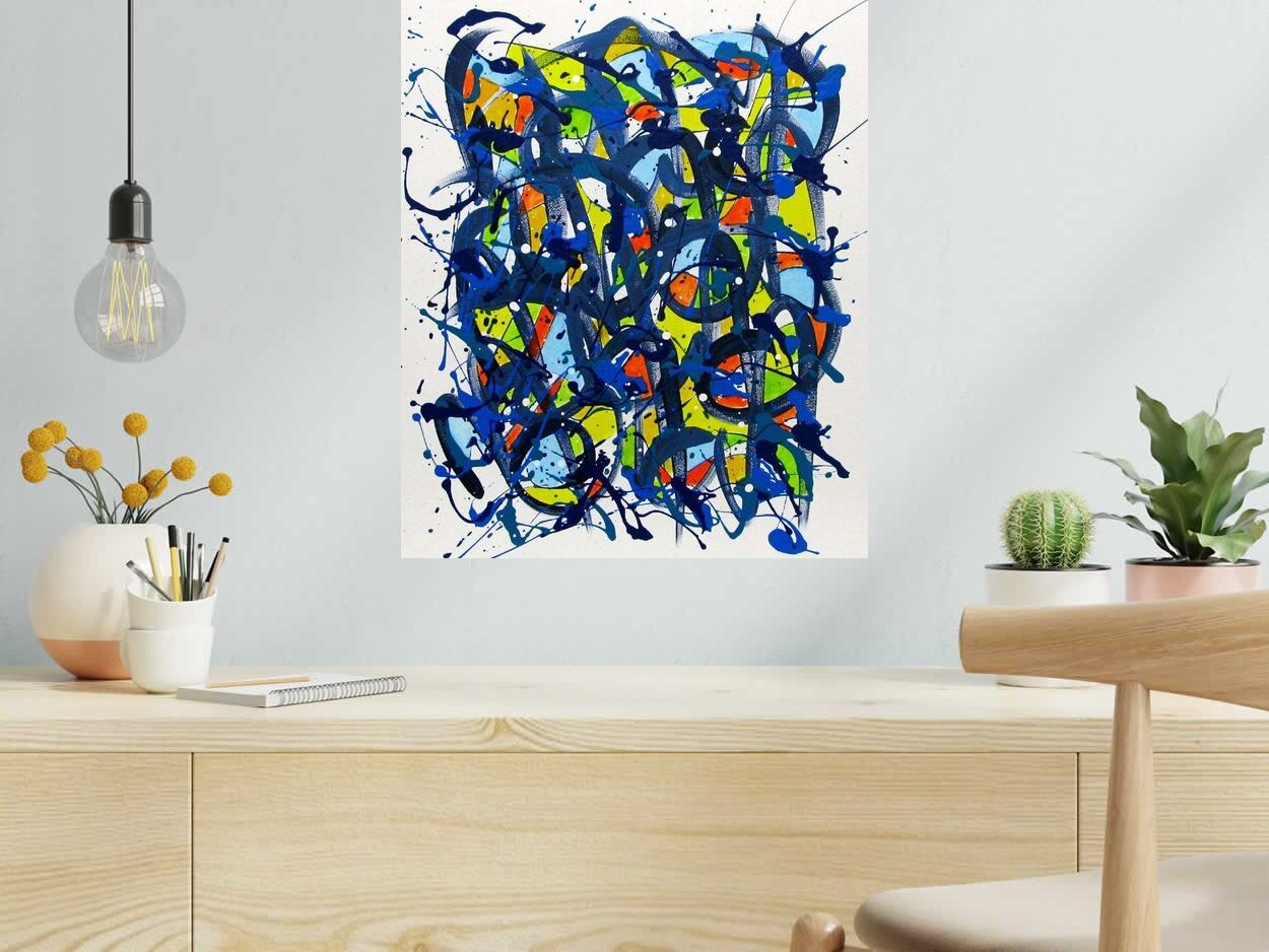 Tableau Noname E18 de STEPHANE RIME dans un intérieur – 46 × 55 cm