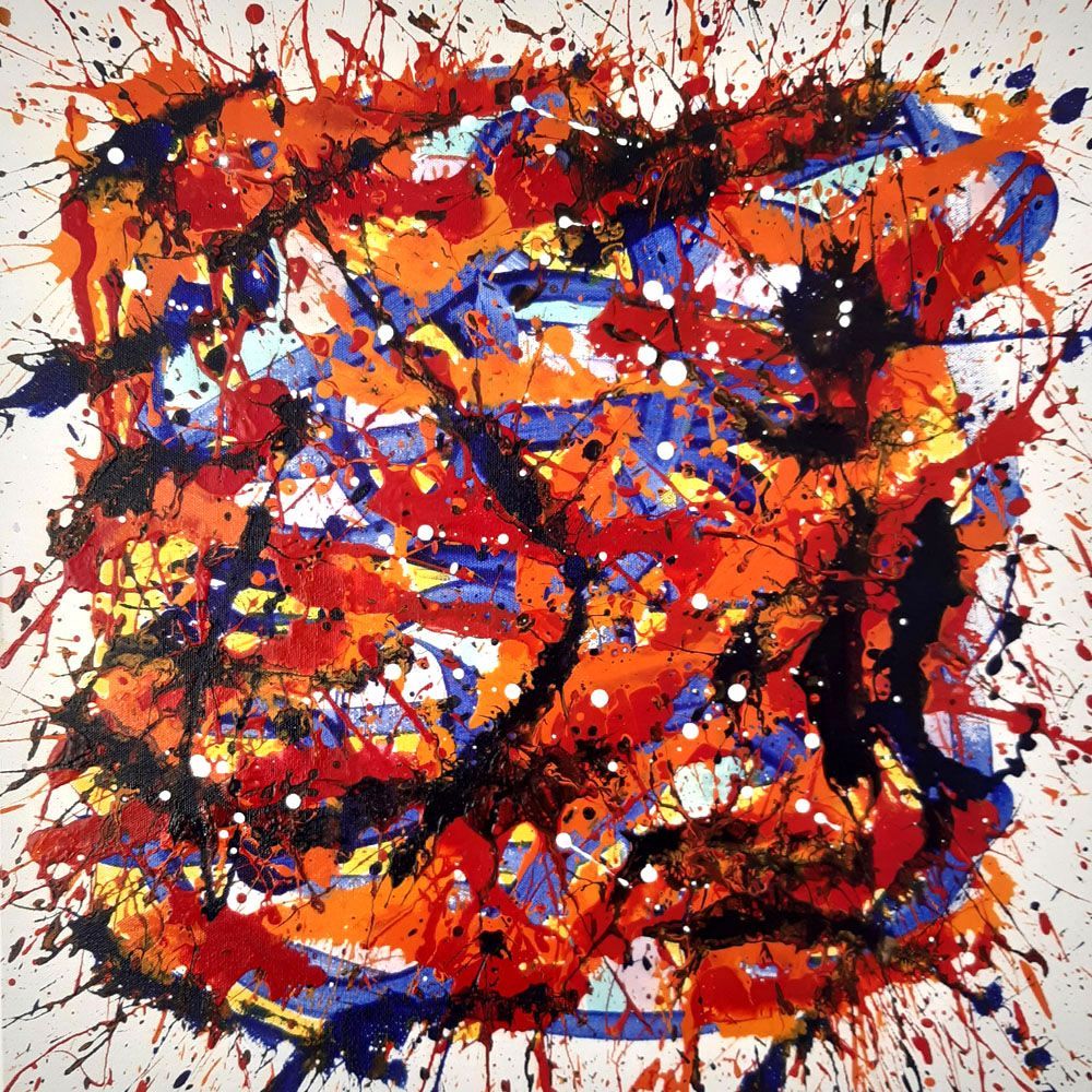 Tableau abstrait moyen format noname n°B35 – STEPHANE RIME – 50 × 50 cm
