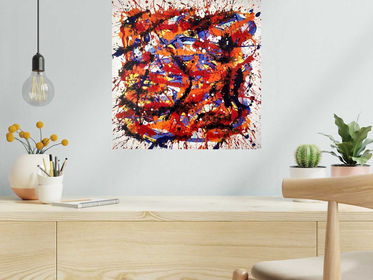 Tableau noname n°B35 de STEPHANE RIME dans un intérieur – 50 × 50 cm