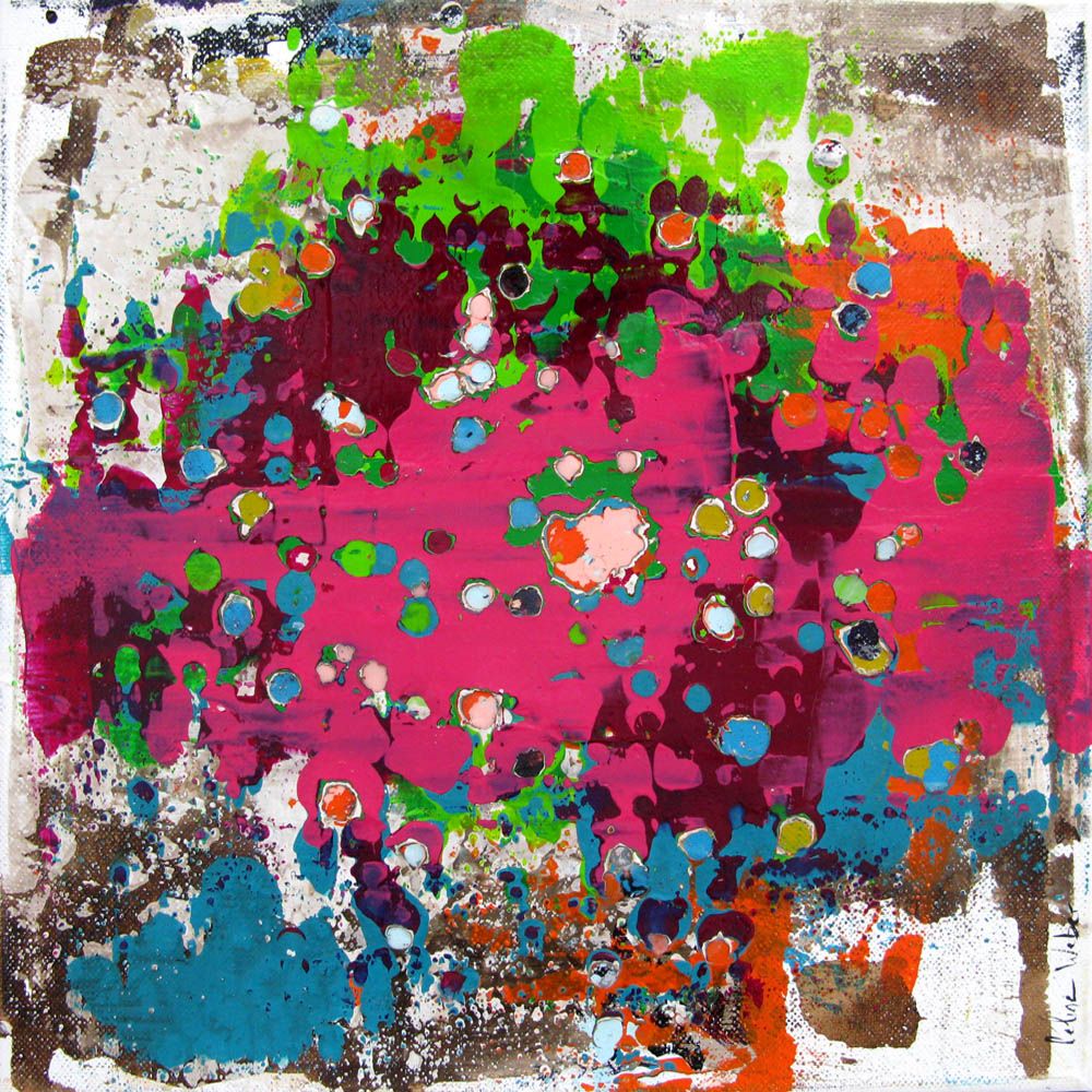 Tableau abstrait petit format STONE KUNZITE 2 – CELINE WEBER – 30 × 30 cm