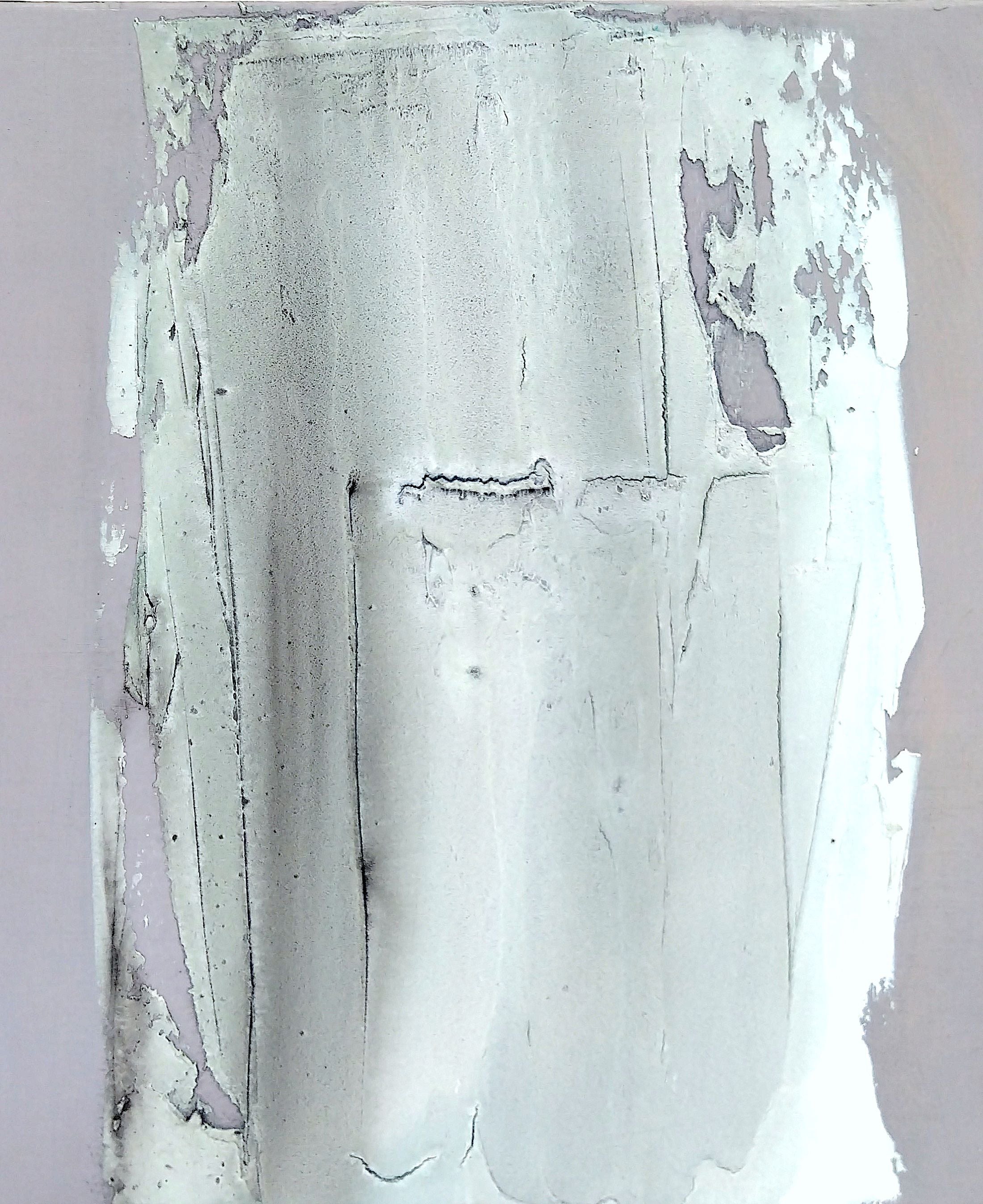 Tableau abstrait petit format gris et vert Everest – NASH – 38 × 46 cm