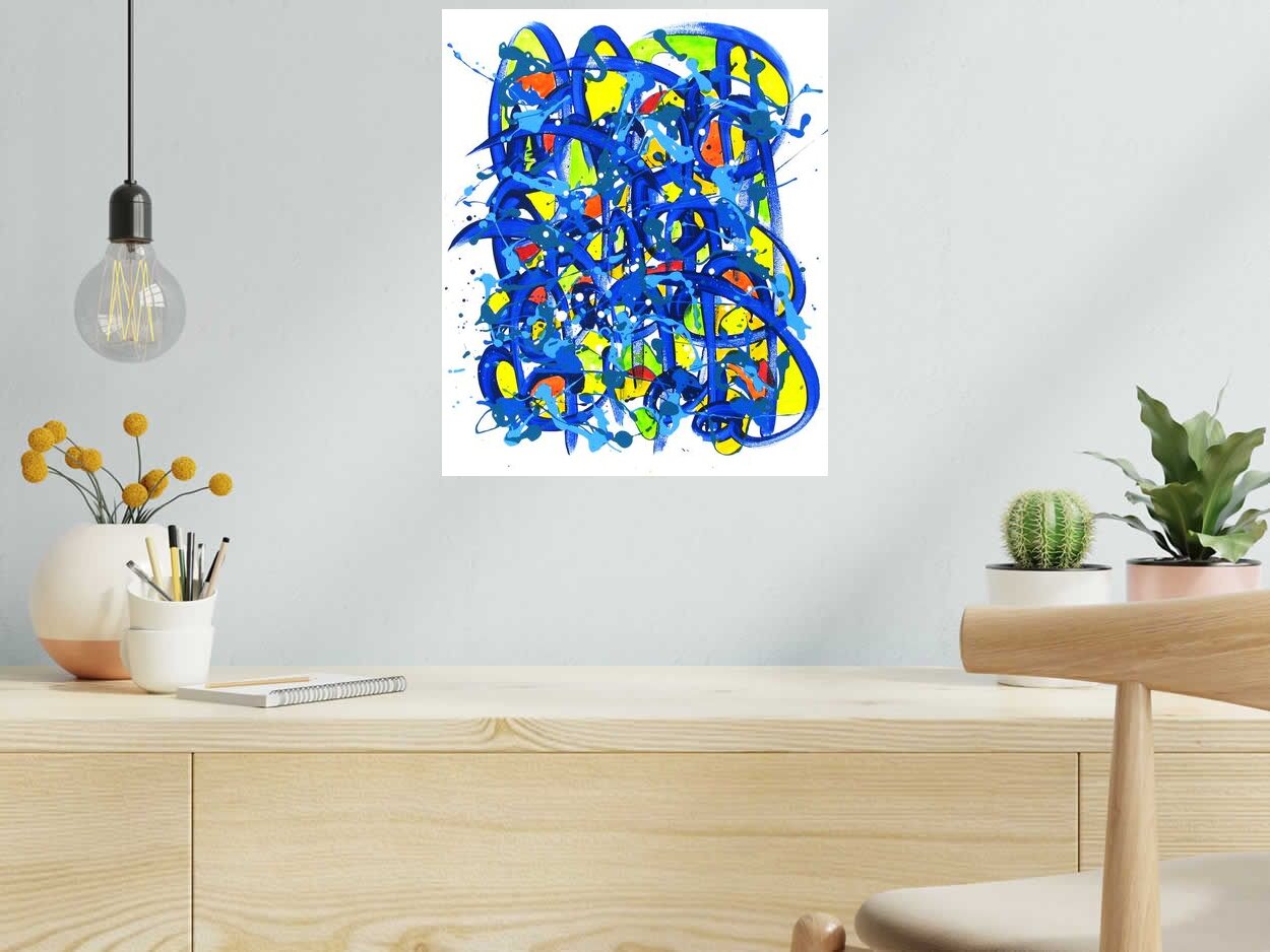 Tableau noname n°E38 de STEPHANE RIME dans un intérieur – 38 × 46 cm