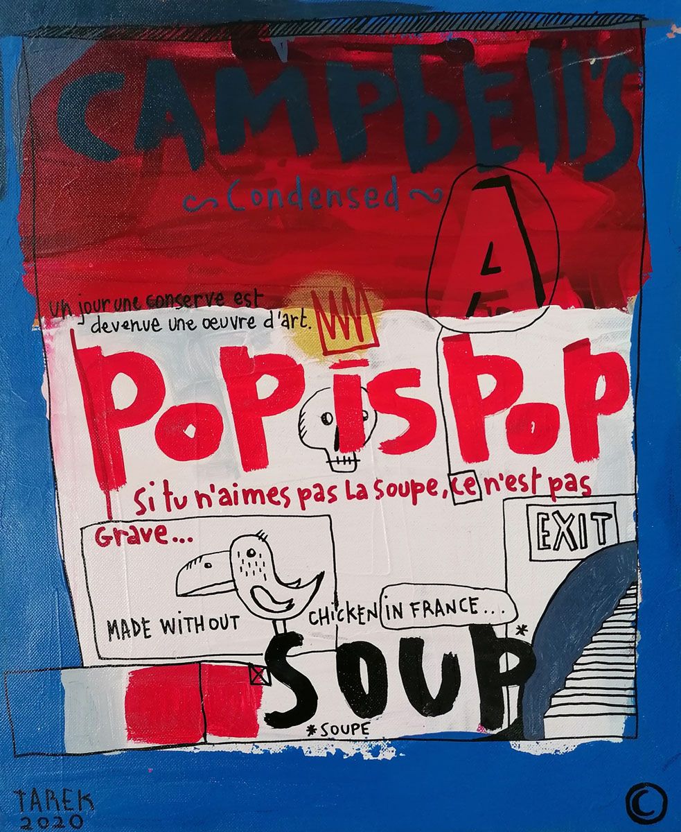 Tableau abstrait petit format Pop is Pop Soup – TAREK – 33 × 41 cm